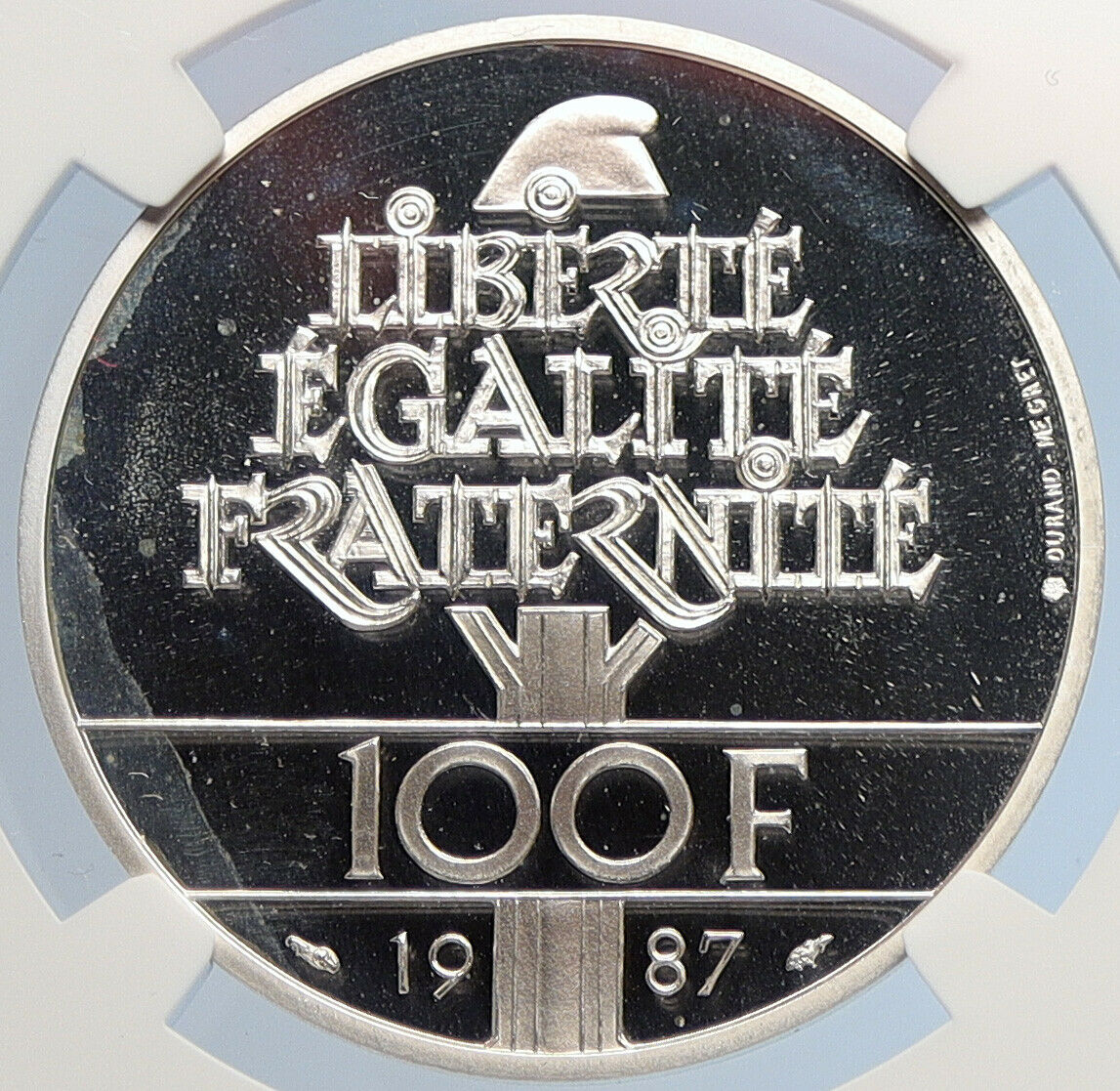 1987 FRANCE La Fayette MOTTO Old Proof Silver 100 Francs French Coin NGC i105618