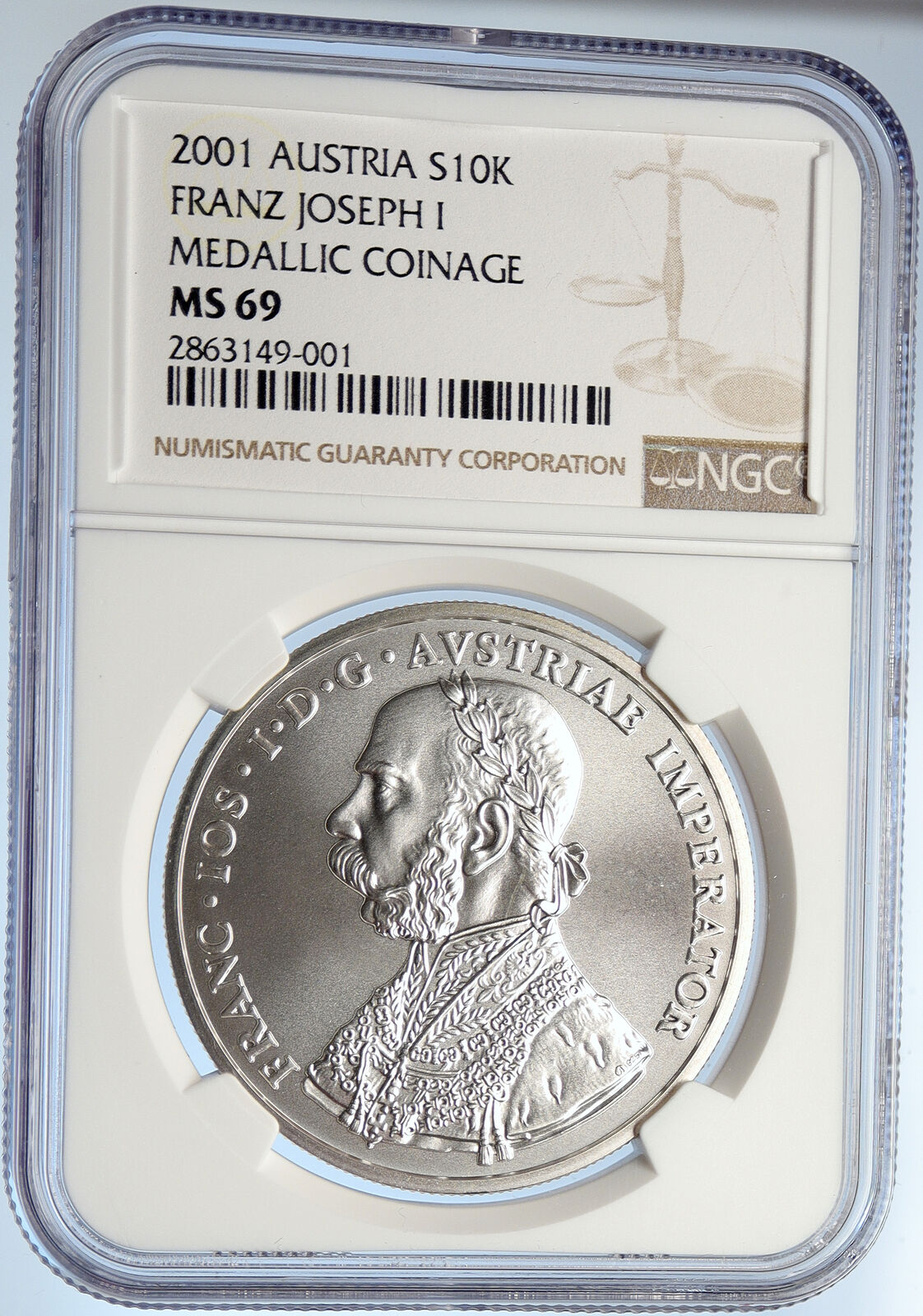 2001 AUSTRIA FRANZ JOSEPH I Silver 10 Kreuzer Fantasy Issue Coin NGC i105737