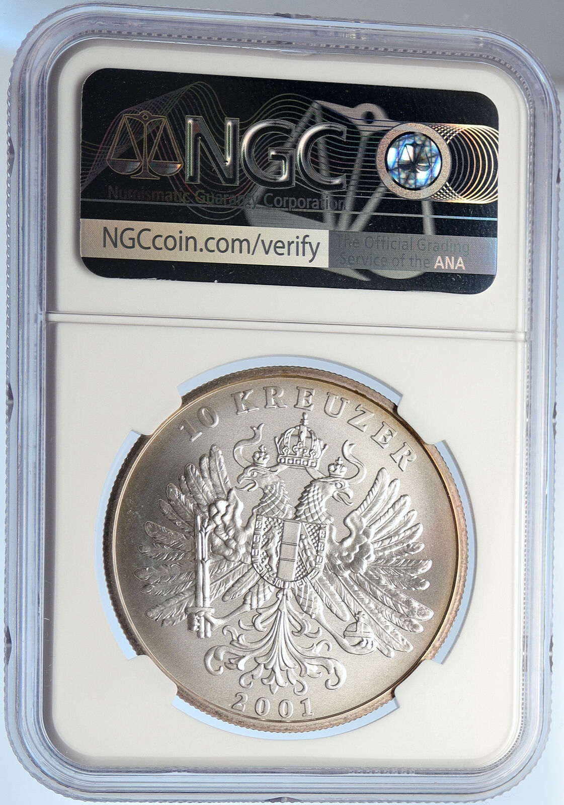 2001 AUSTRIA FRANZ JOSEPH I Silver 10 Kreuzer Fantasy Issue Coin NGC i105737