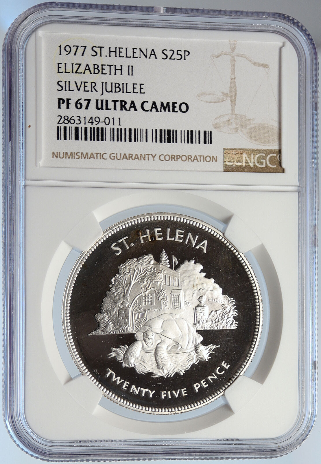 1977 SAINT HELENA UK Queen ELIZABETH II Silver Jubilee 25 Pence Coin NGC i105747