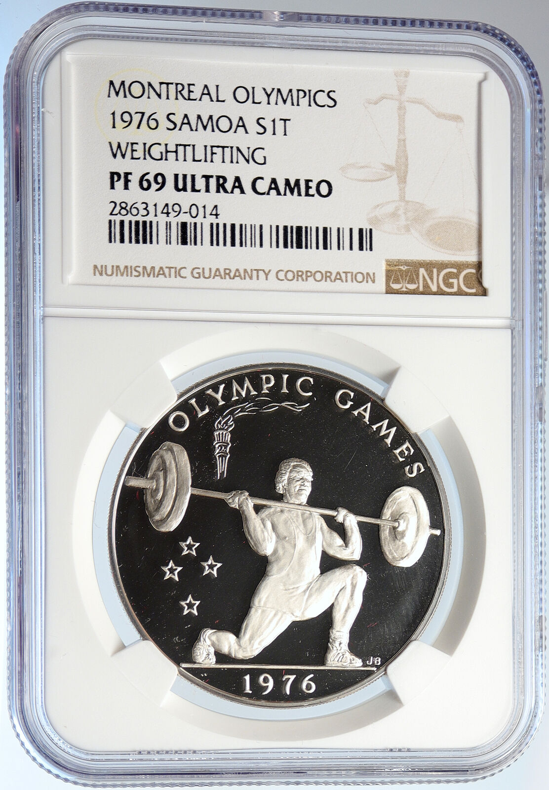 1980 SAMOA Montreal Canada OLYMPIC Weightlifting PF Silver Tala Coin NGC i105750