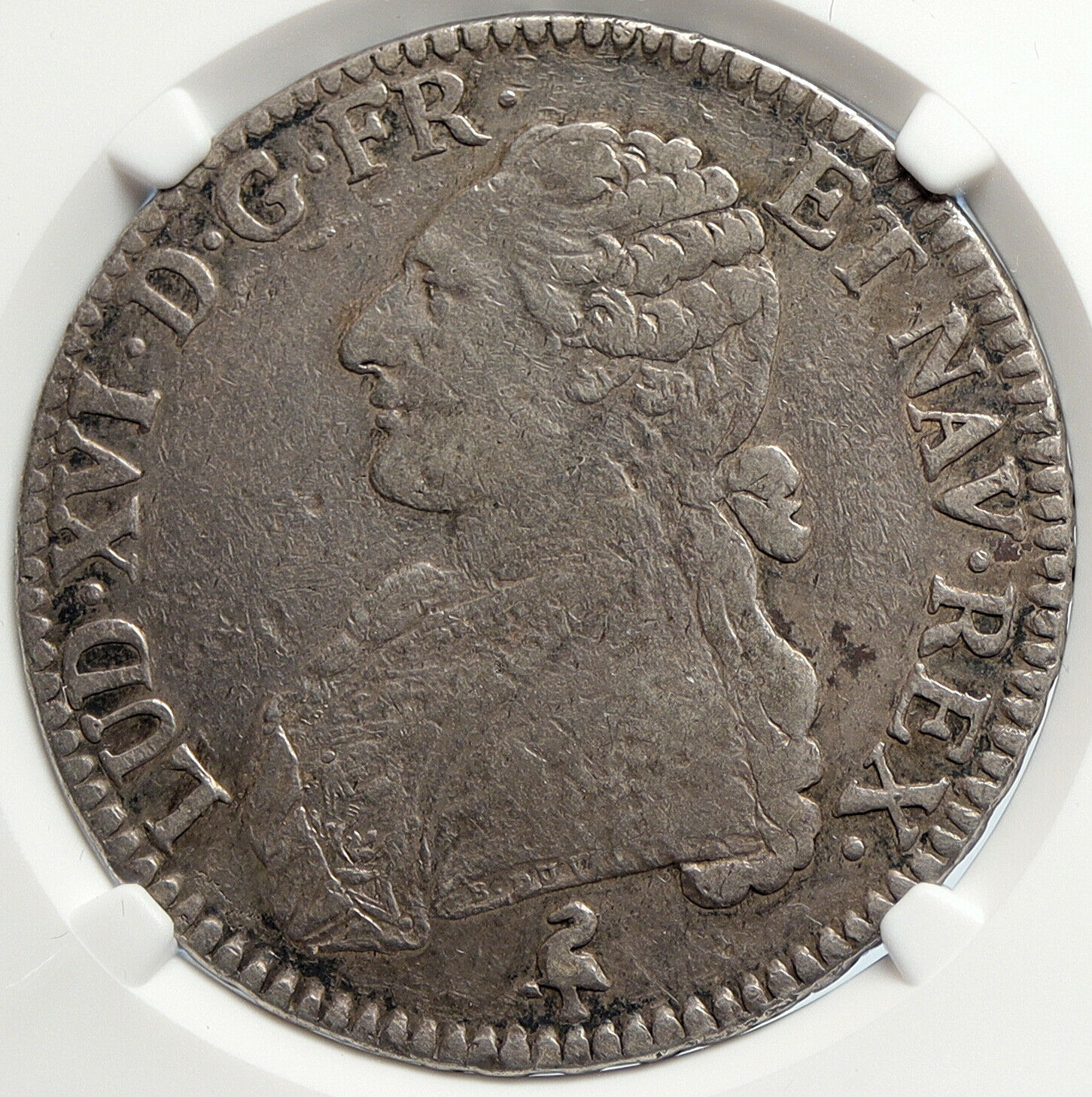 1790 A FRANCE King LOUIS XVI Silver Antique Vintage French ECU Coin NGC i105752