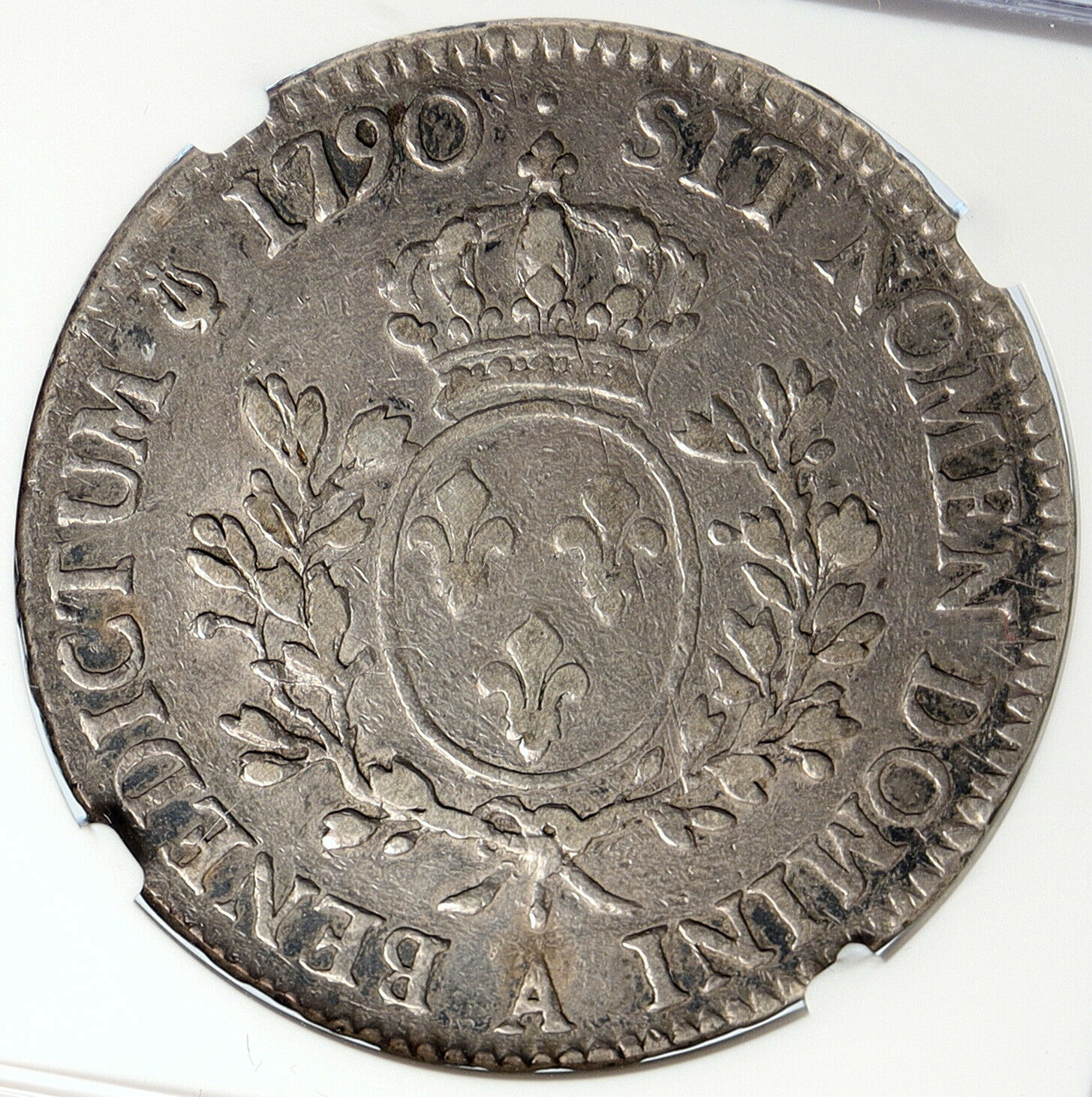 1790 A FRANCE King LOUIS XVI Silver Antique Vintage French ECU Coin NGC i105752