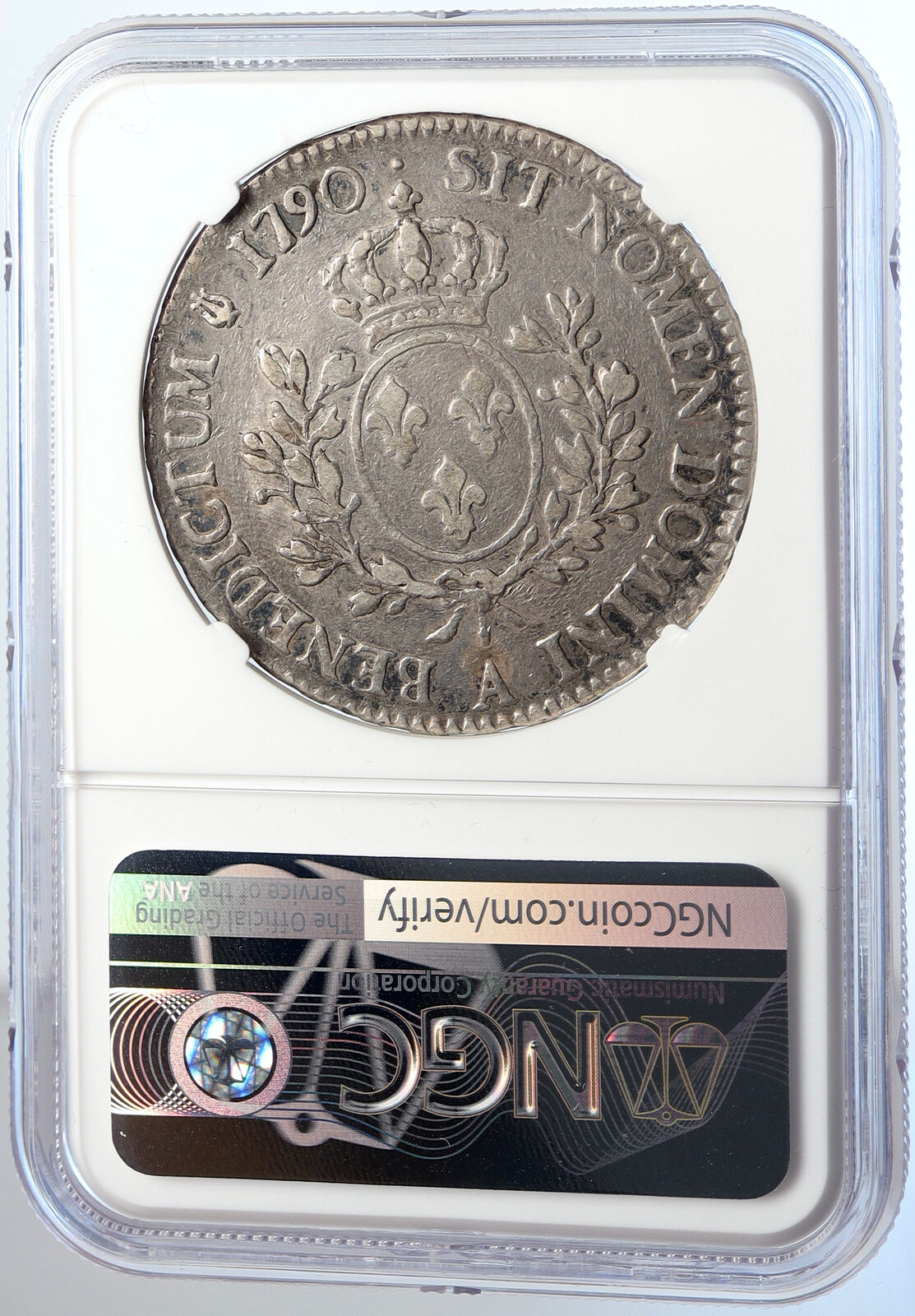 1790 A FRANCE King LOUIS XVI Silver Antique Vintage French ECU Coin NGC i105752