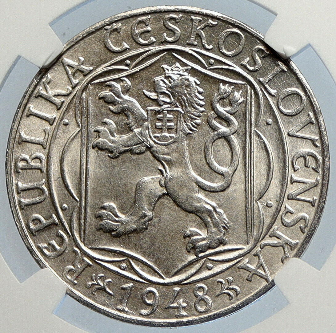 1948 Czechoslovakia - Charles University OLD Silver 100 Korun Coin NGC i105764