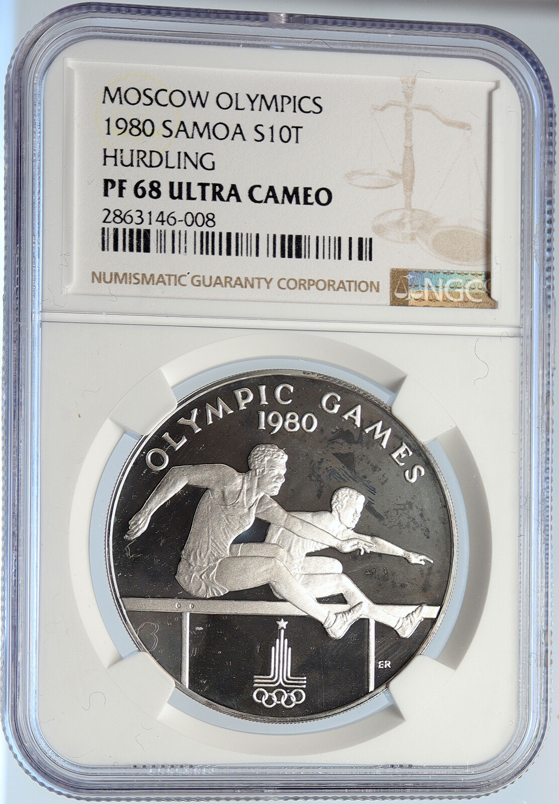 1980 SAMOA Moscow RUSSIA OLYMPICS Hurdles Proof Silver 10 Tala Coin NGC i105774