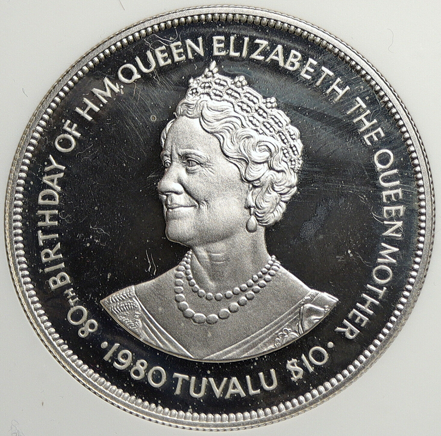 1980 TUVALU Ellice Islands UK Elizabeth II 80Y Proof Silver $10 Coin NGC i105768