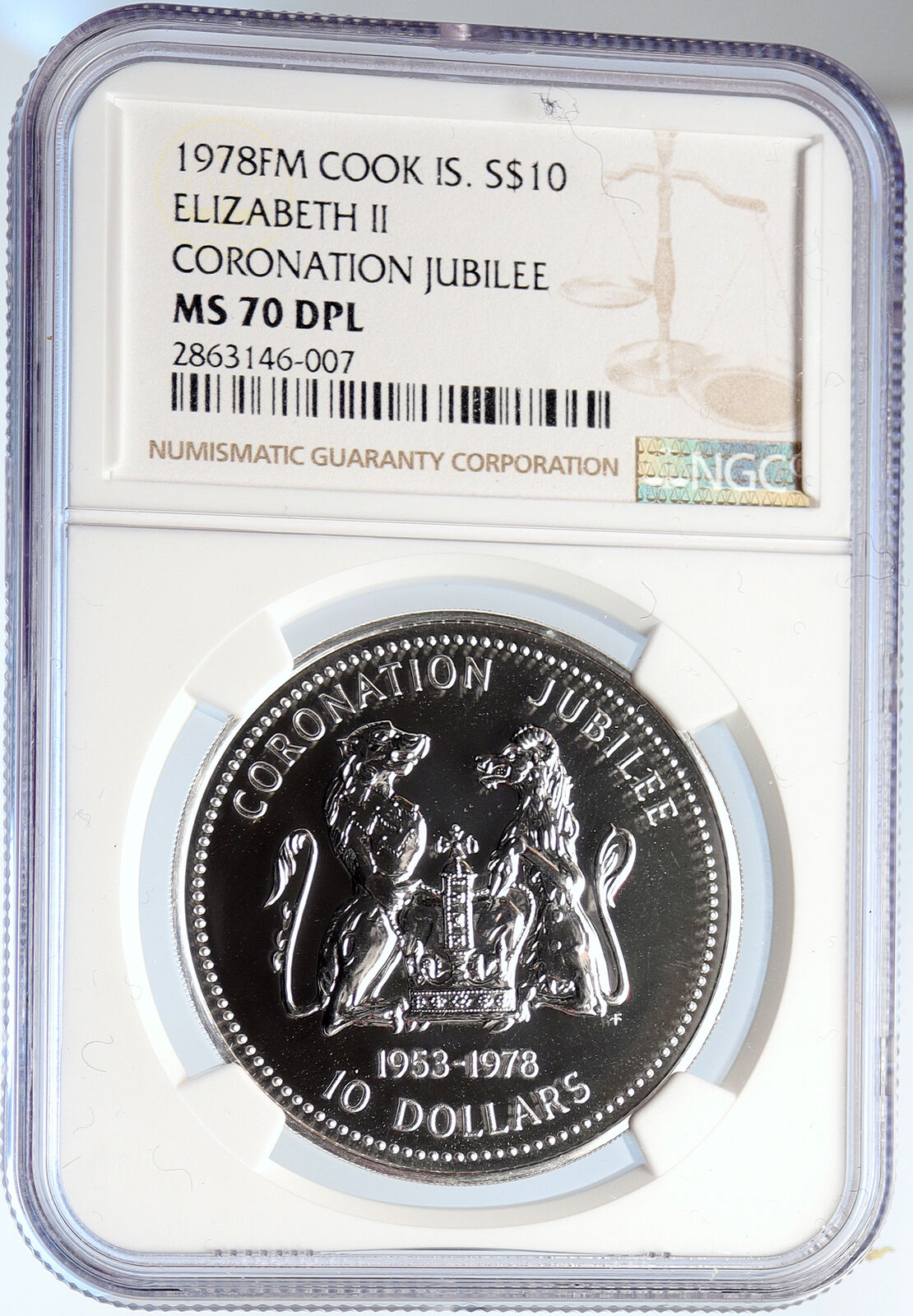 1978 COOK ISLANDS Elizabeth II Coronation PRF Silver 10 Dollars Coin NGC i105773