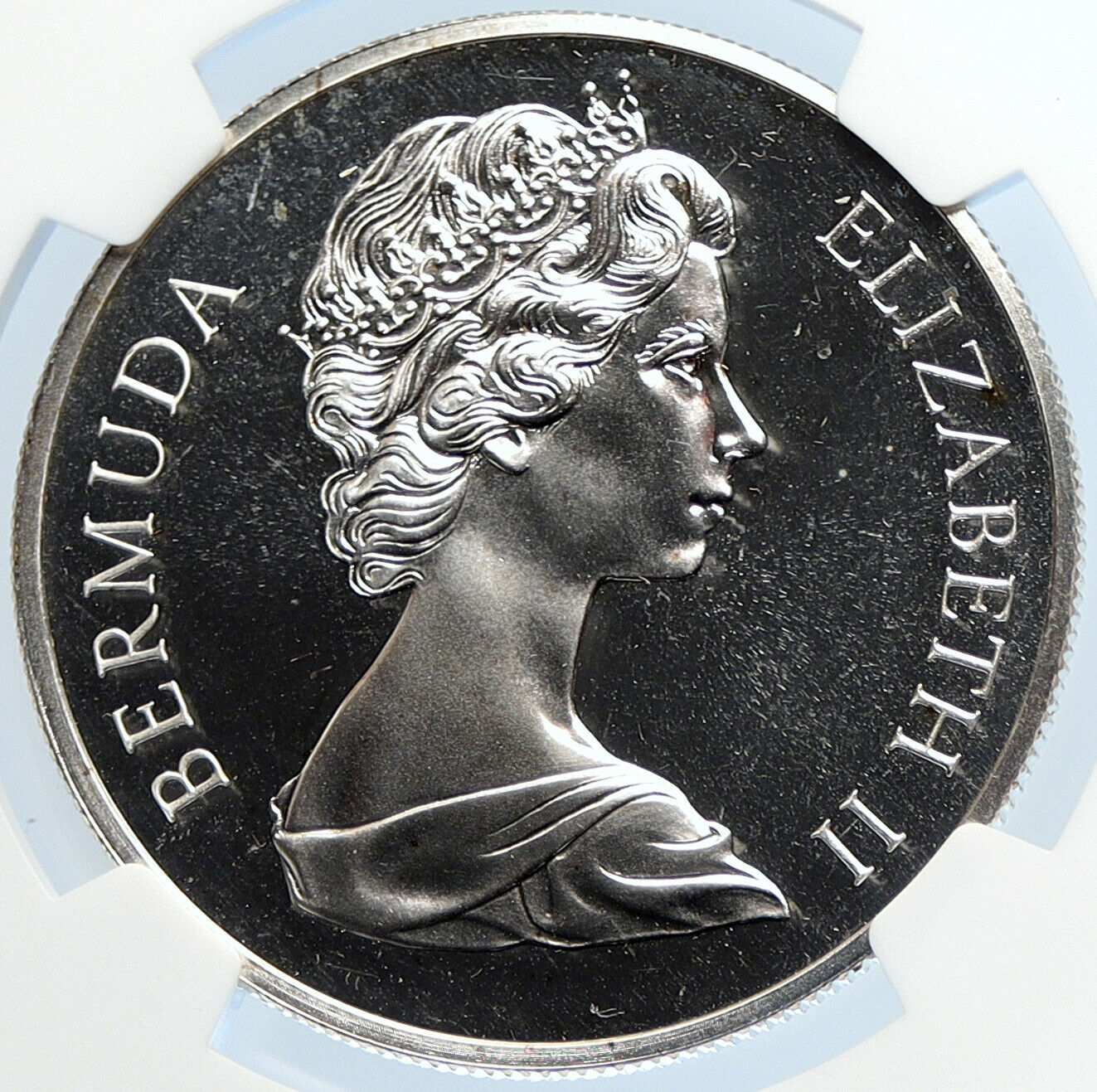 1972 BERMUDA Elizabeth II Philip Wedding Proof Silver 1 Dollar Coin NGC i105780