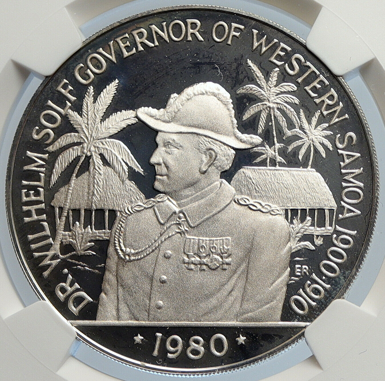 1980 SAMOA UK British WILHELM SOLF Old Proof Silver $10 Tala Coin NGC i105772