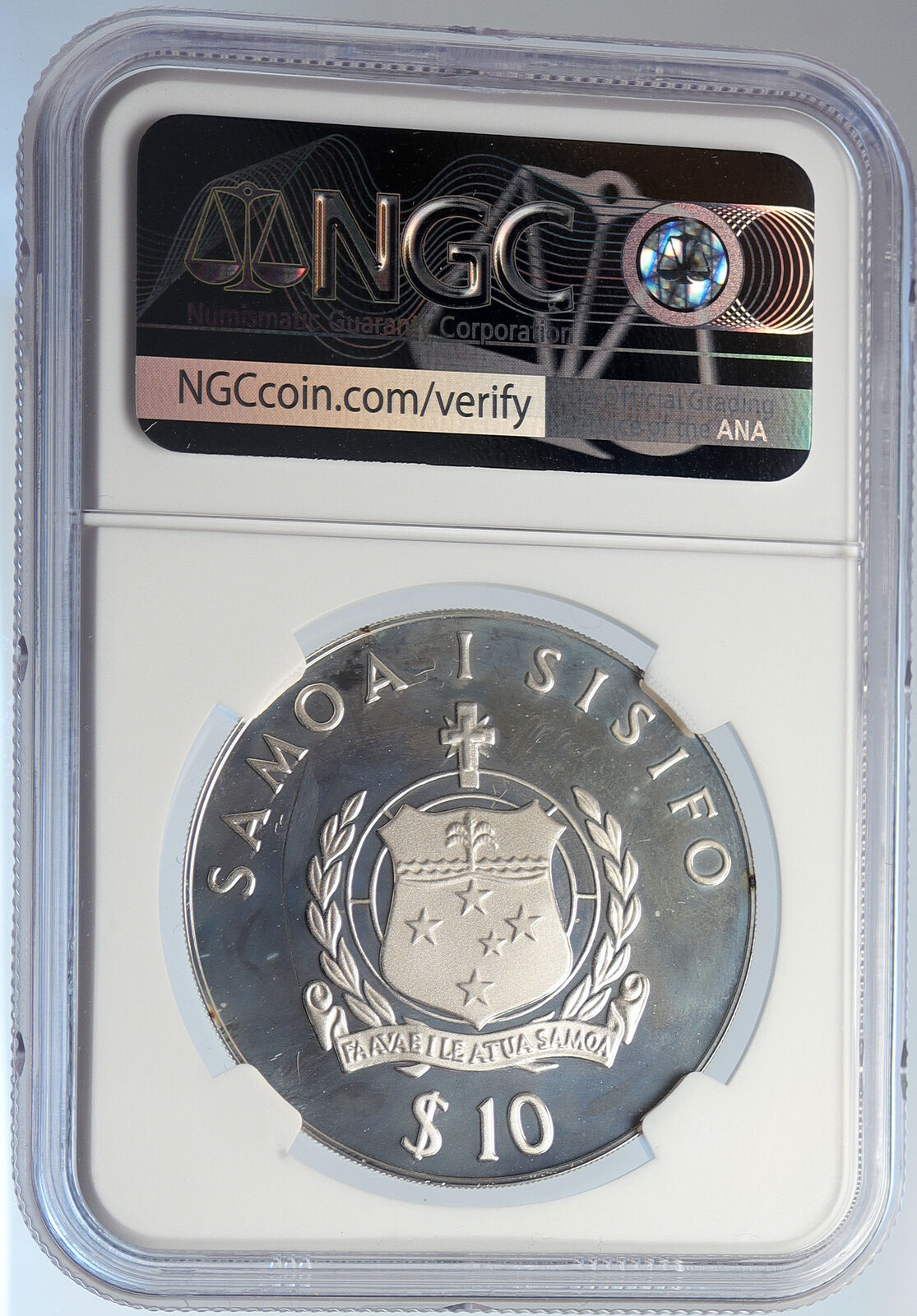 1980 SAMOA UK British WILHELM SOLF Old Proof Silver $10 Tala Coin NGC i105772