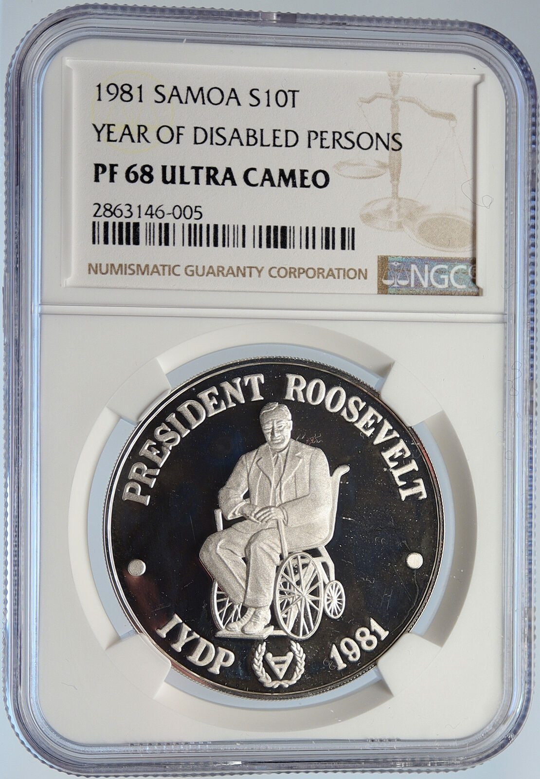 1980 SAMOA British US PRESIDENT Roosevelt Proof Silver $10 Tala Coin NGC i105771