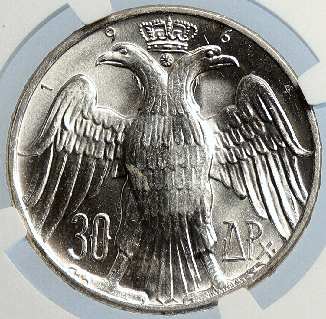 1964 GREECE Marriage Constantine Anne-Marie Silver 30 Drachmai Coin NGC i105790