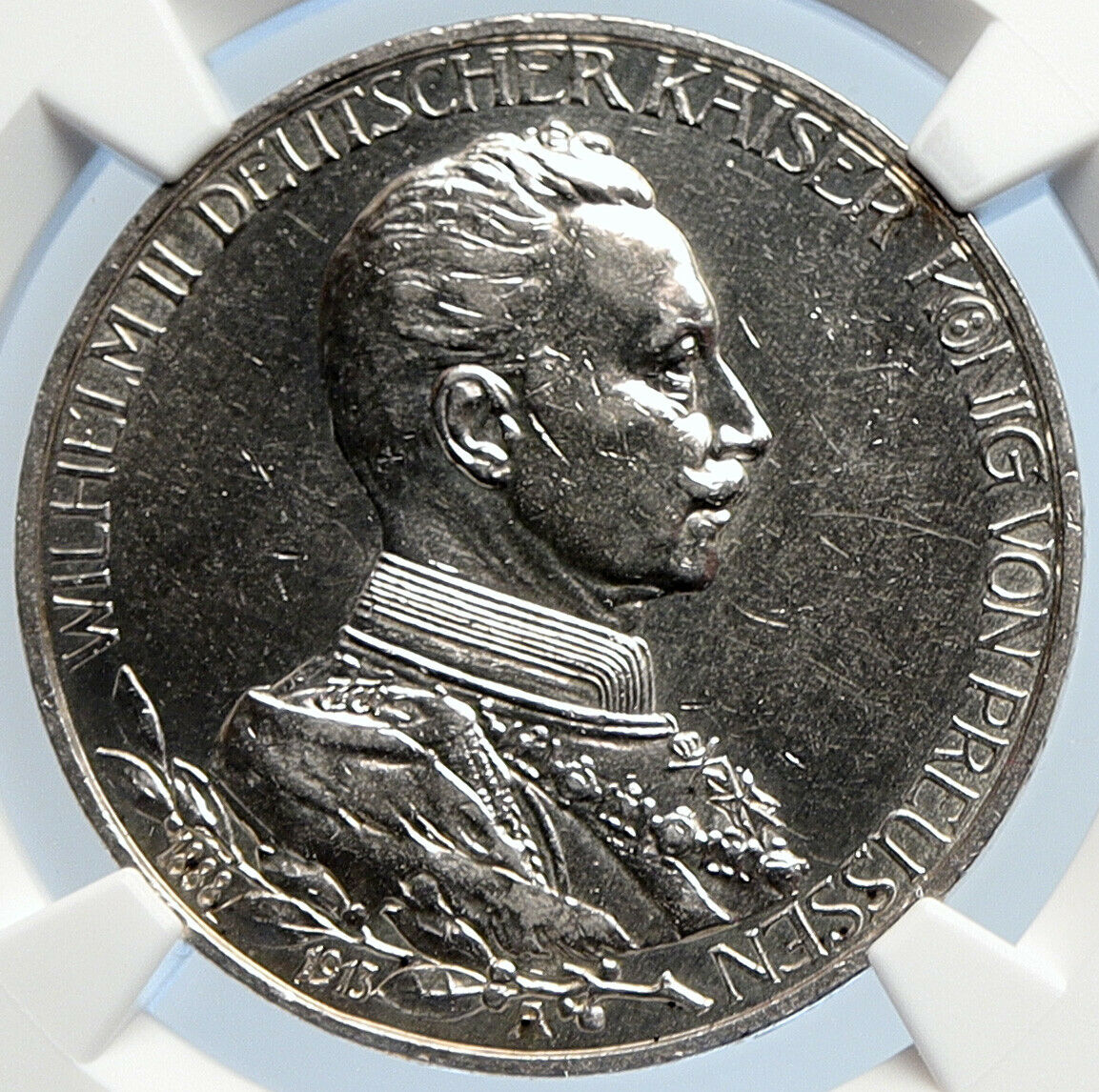 1913 A GERMANY GERMAN STATES PRUSSIA WILHELM II Silver 3 Marks Coin NGC i105784