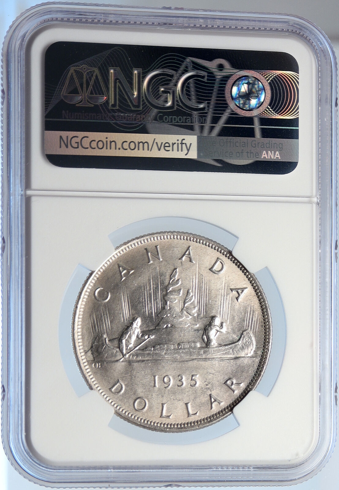 1935 CANADA under UK King GEORGE V Voyagers OLD Silver Dollar Coin NGC i105786