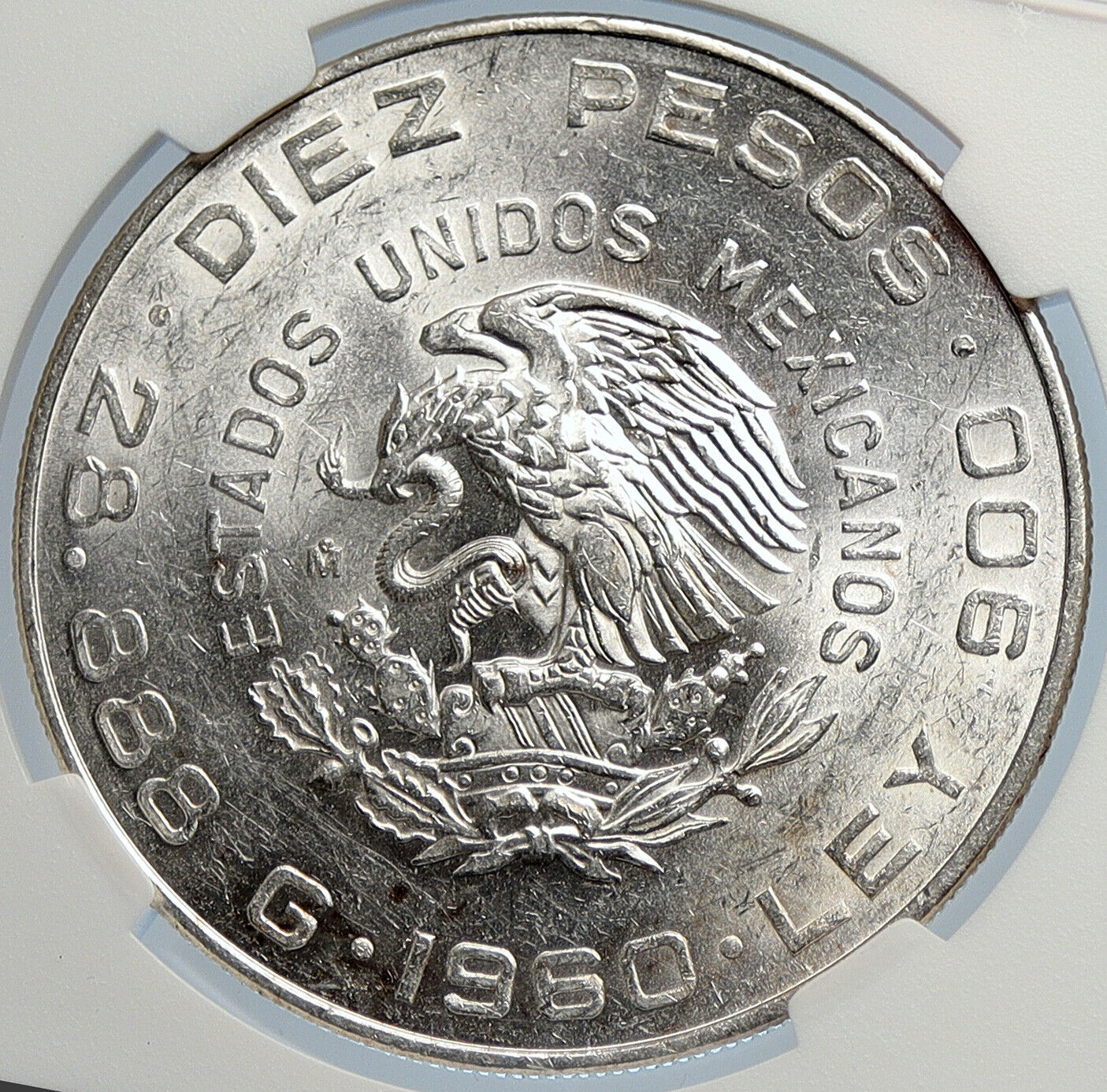 1960 Mexican WAR OF INDEPENDENCE Hidalgo Madero Silver 10 Pesos Coin NGC i105795