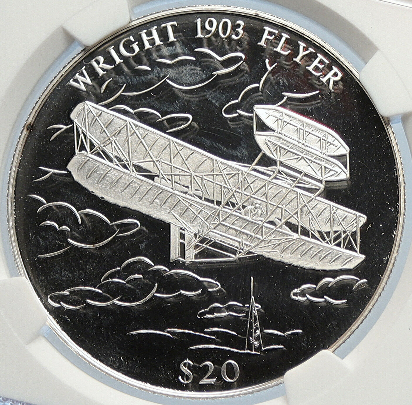 2000 LIBERIA Aviation WRIGHT BROS FLYER Proof Silver 20 Dollars Coin NGC i105794