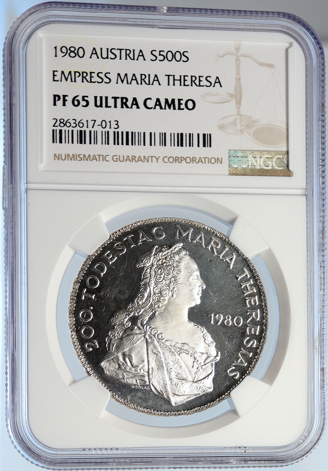 1980 AUSTRIA Queen Maria Theresa VINTAGE 500 Schilling Austrian NGC Coin i105793