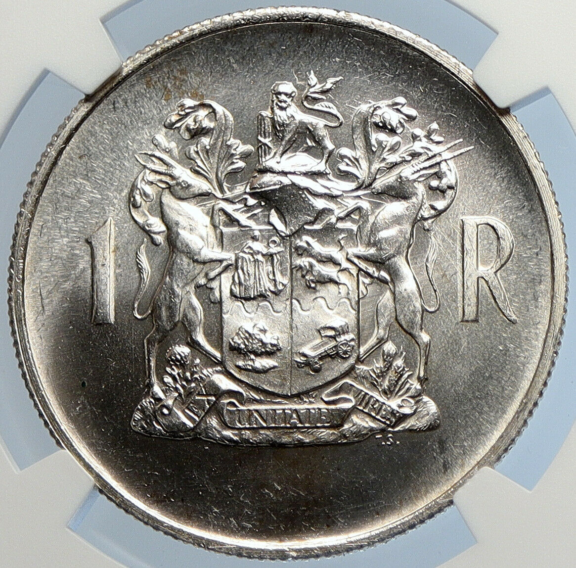 1969 SOUTH AFRICA Presidency T.E. Donges VINTAGE Silver 1 Rand Coin NGC i105802