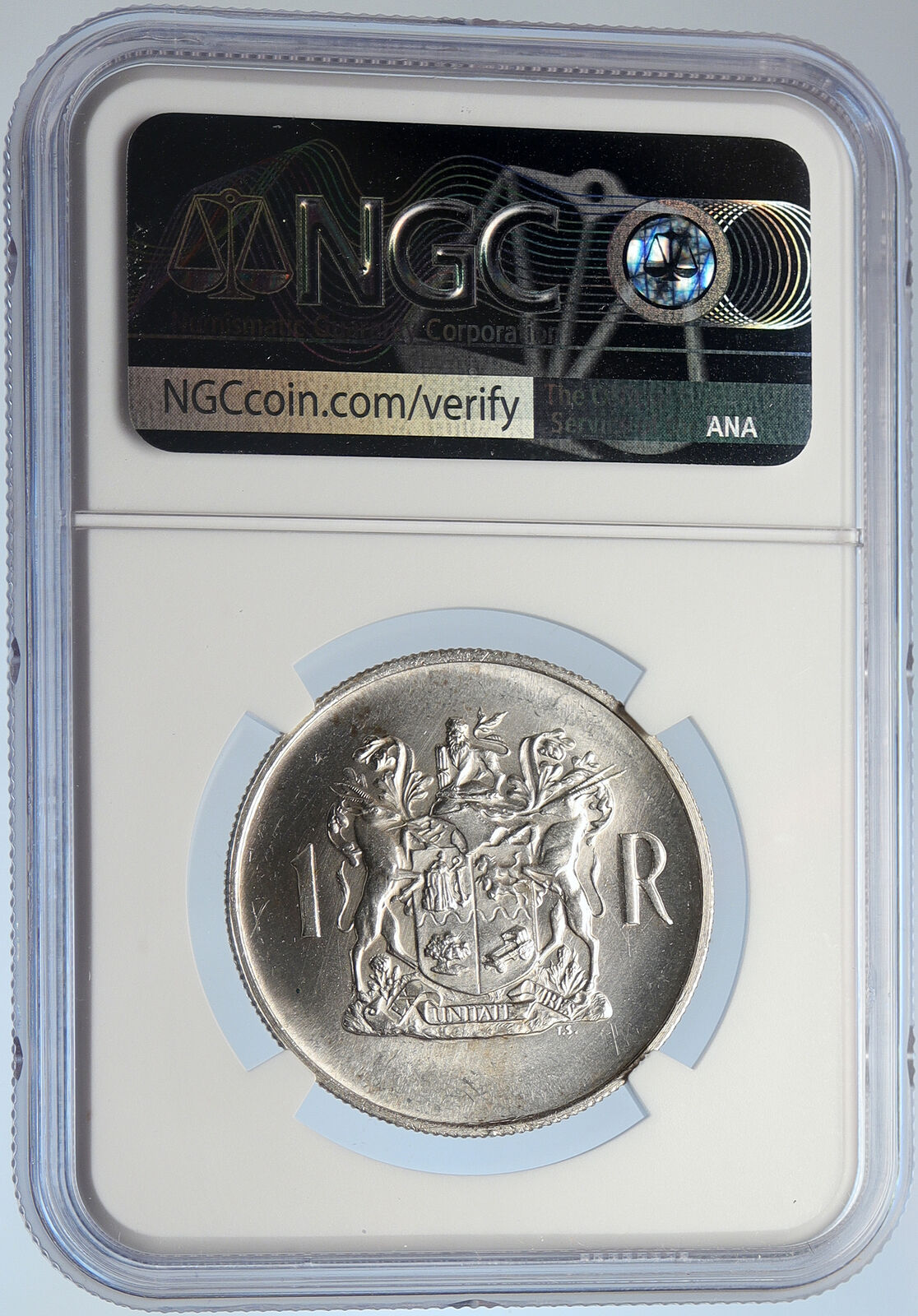 1969 SOUTH AFRICA Presidency T.E. Donges VINTAGE Silver 1 Rand Coin NGC i105802