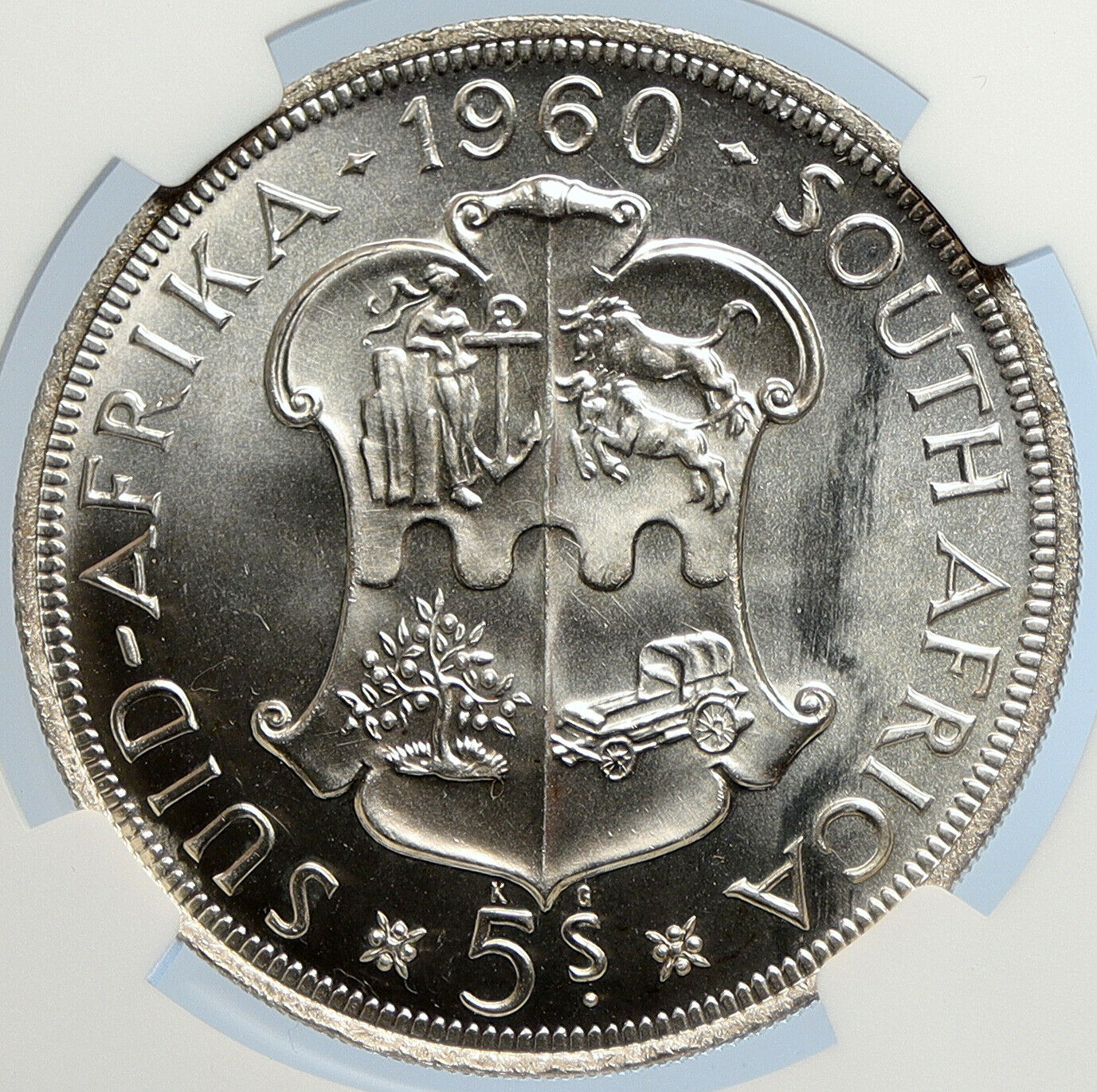 1960 SOUTH AFRICA UK Elizabeth II Proof-Like Silver 5 Shilling Coin NGC i105809