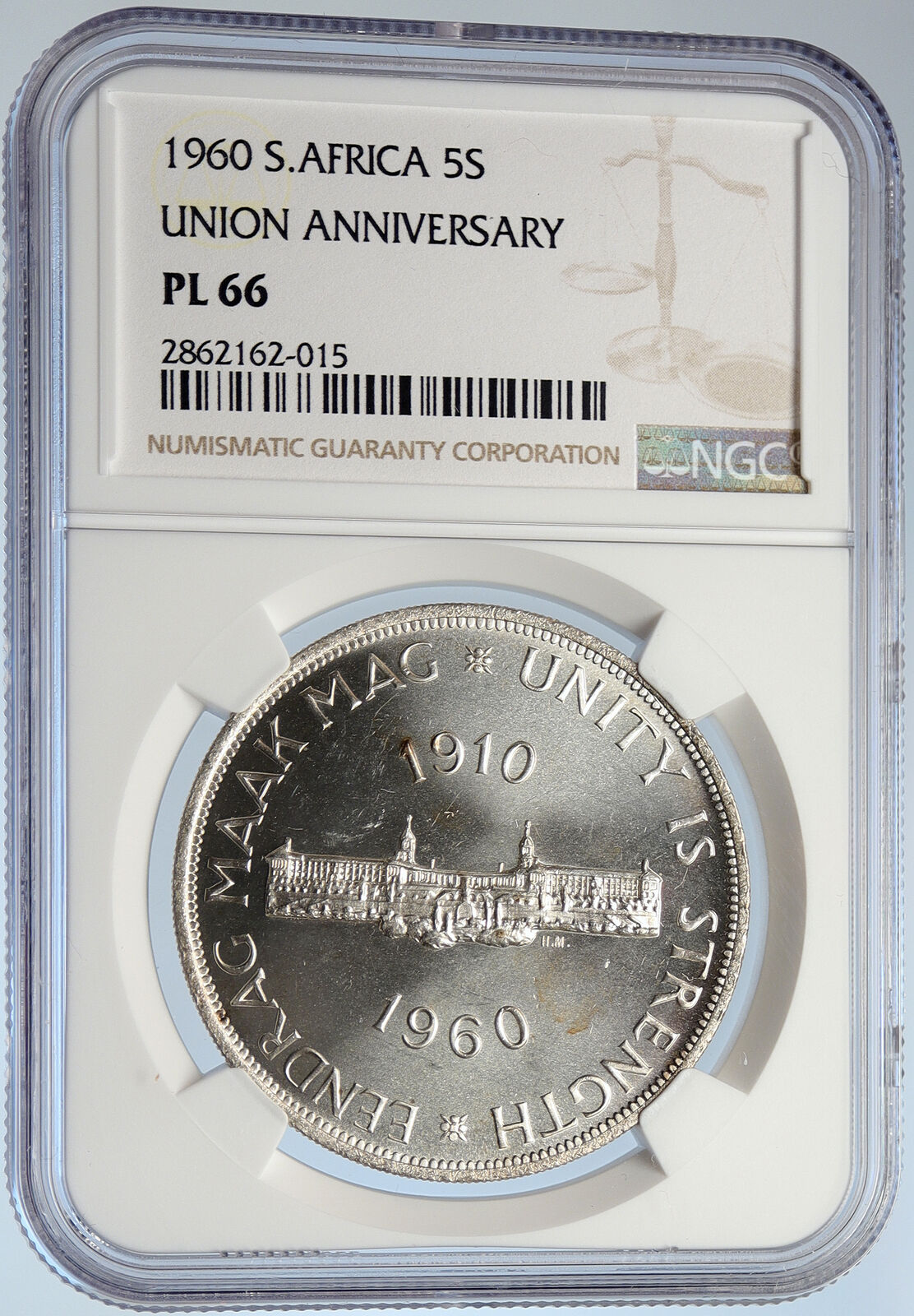 1960 SOUTH AFRICA UK Elizabeth II Proof-Like Silver 5 Shilling Coin NGC i105809