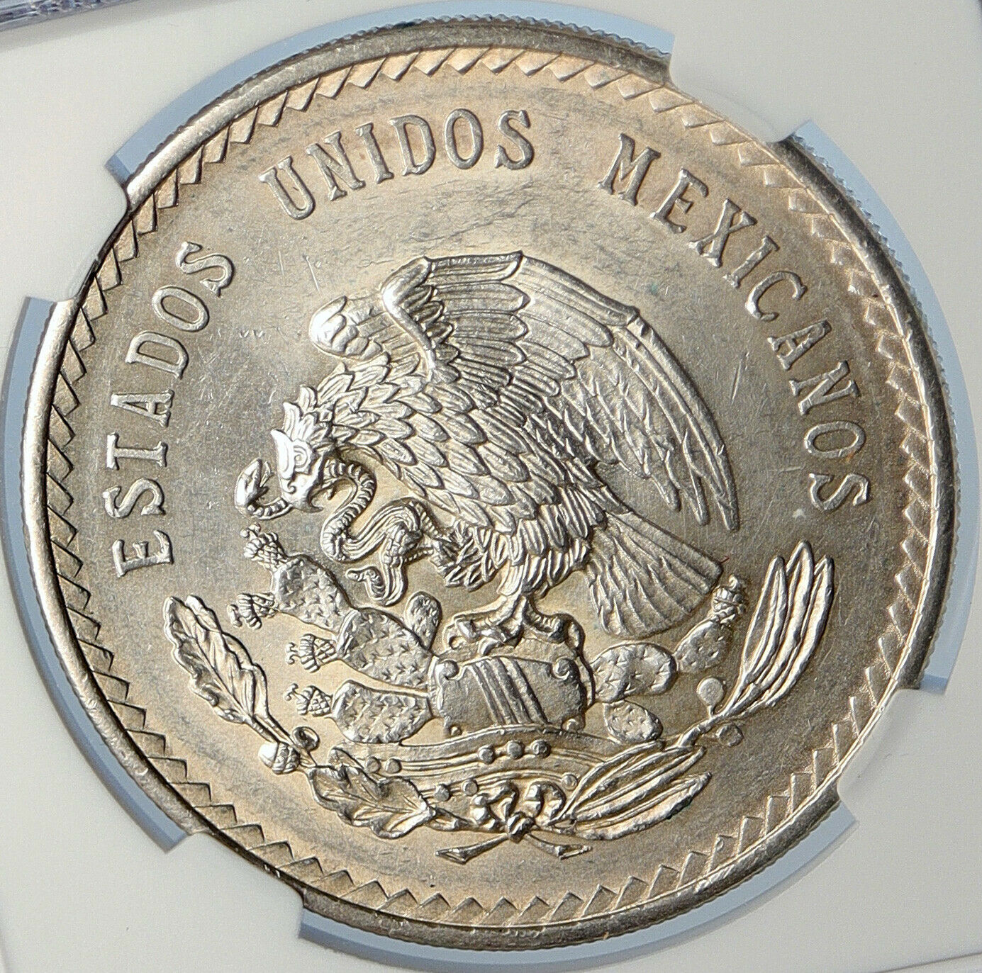 1948 MEXICO Aztec Chieftain CUAUHTEMOC Eagle OLD Silver 5 Peso Coin NGC i105812