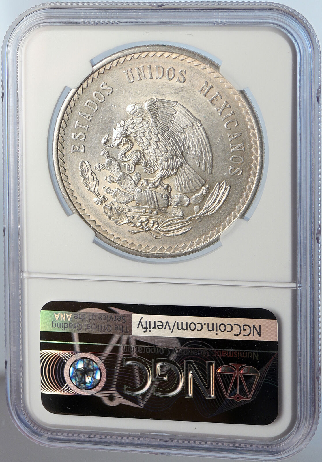 1948 MEXICO Aztec Chieftain CUAUHTEMOC Eagle OLD Silver 5 Peso Coin NGC i105812