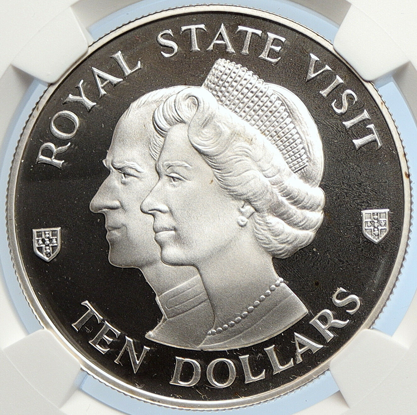 1983 JAMAICA UK Quen Elizabeth II Royal Visit SILVER 10 Dollars Coin NGC i105825