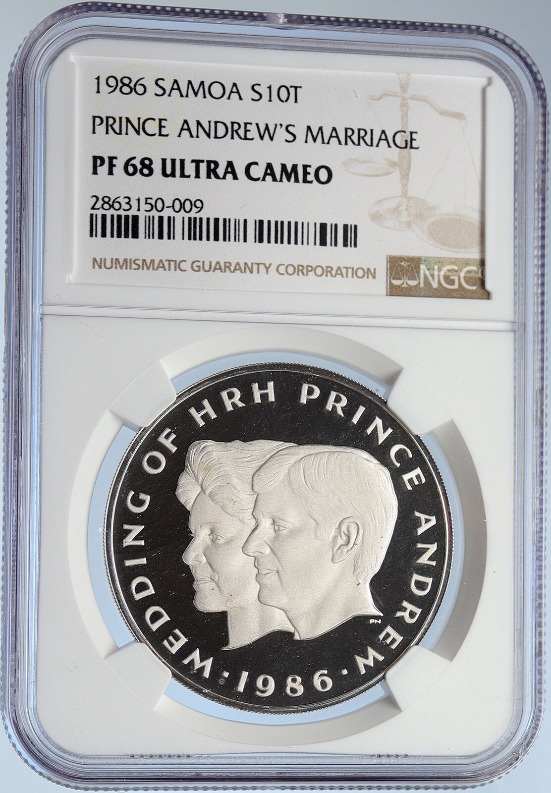 1986 SAMOA British PRINCE ANDREW MARRIAGE Proof Silver $10 Tala Coin NGC i105830