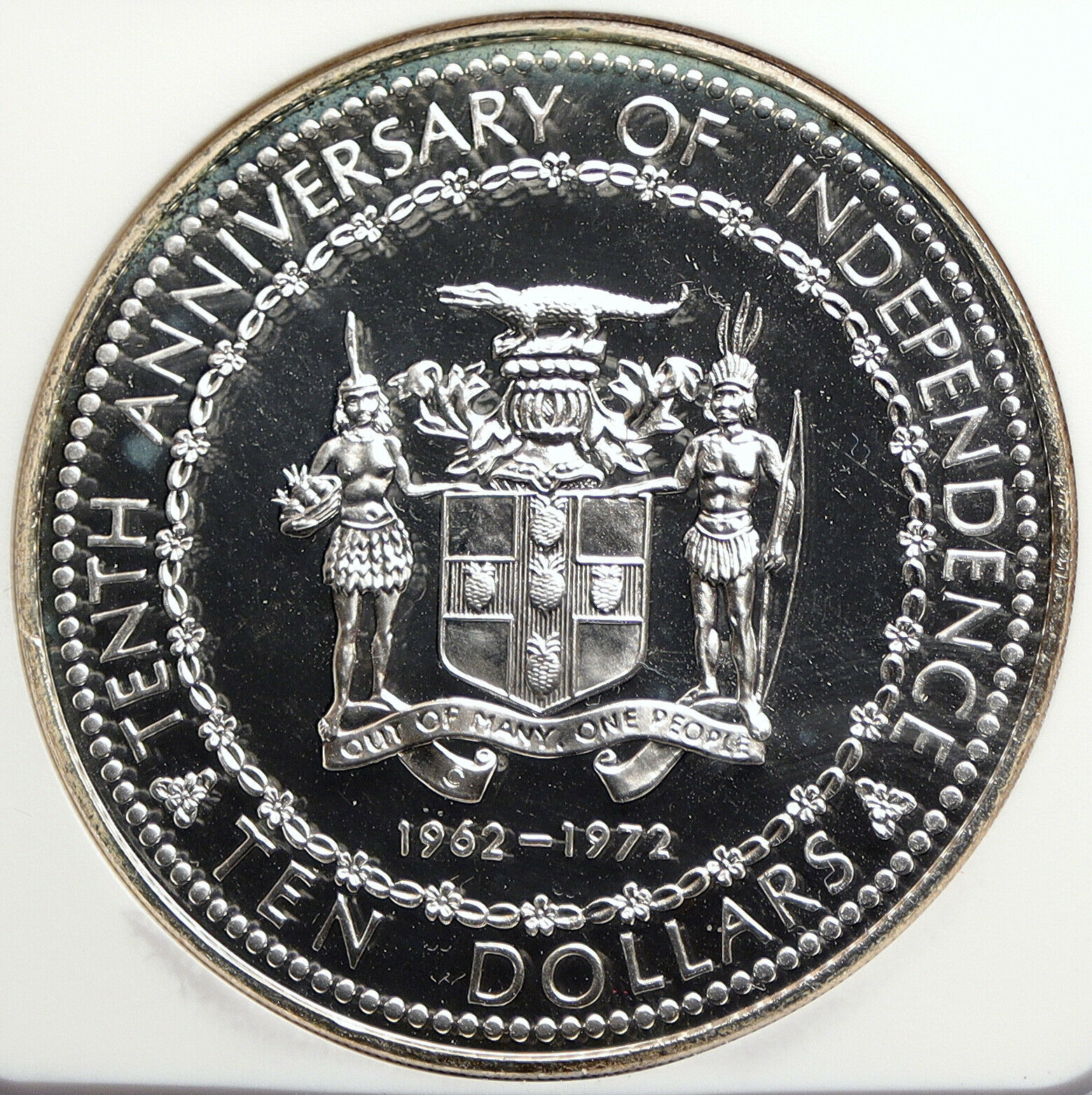 1972 JAMAICA 10th Independence Anniversary SILVER 10 Dollars Coin NGC i105823