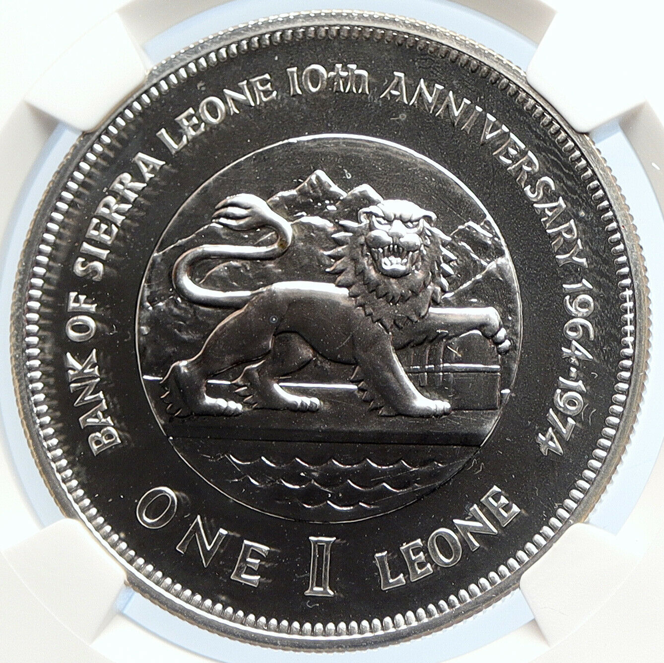 1974 SIERRA LEONEWest AFRICA Dr Siaka Stevens Bank Proof Silver Coin NGC i105820