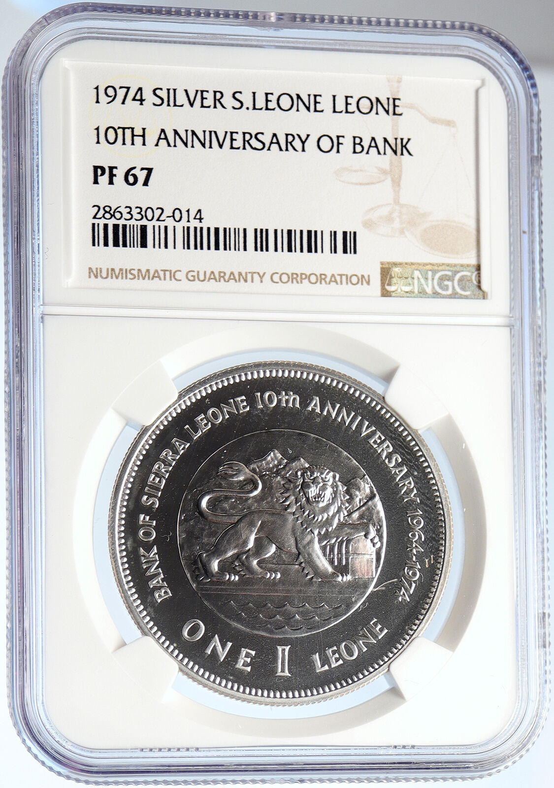 1974 SIERRA LEONEWest AFRICA Dr Siaka Stevens Bank Proof Silver Coin NGC i105820