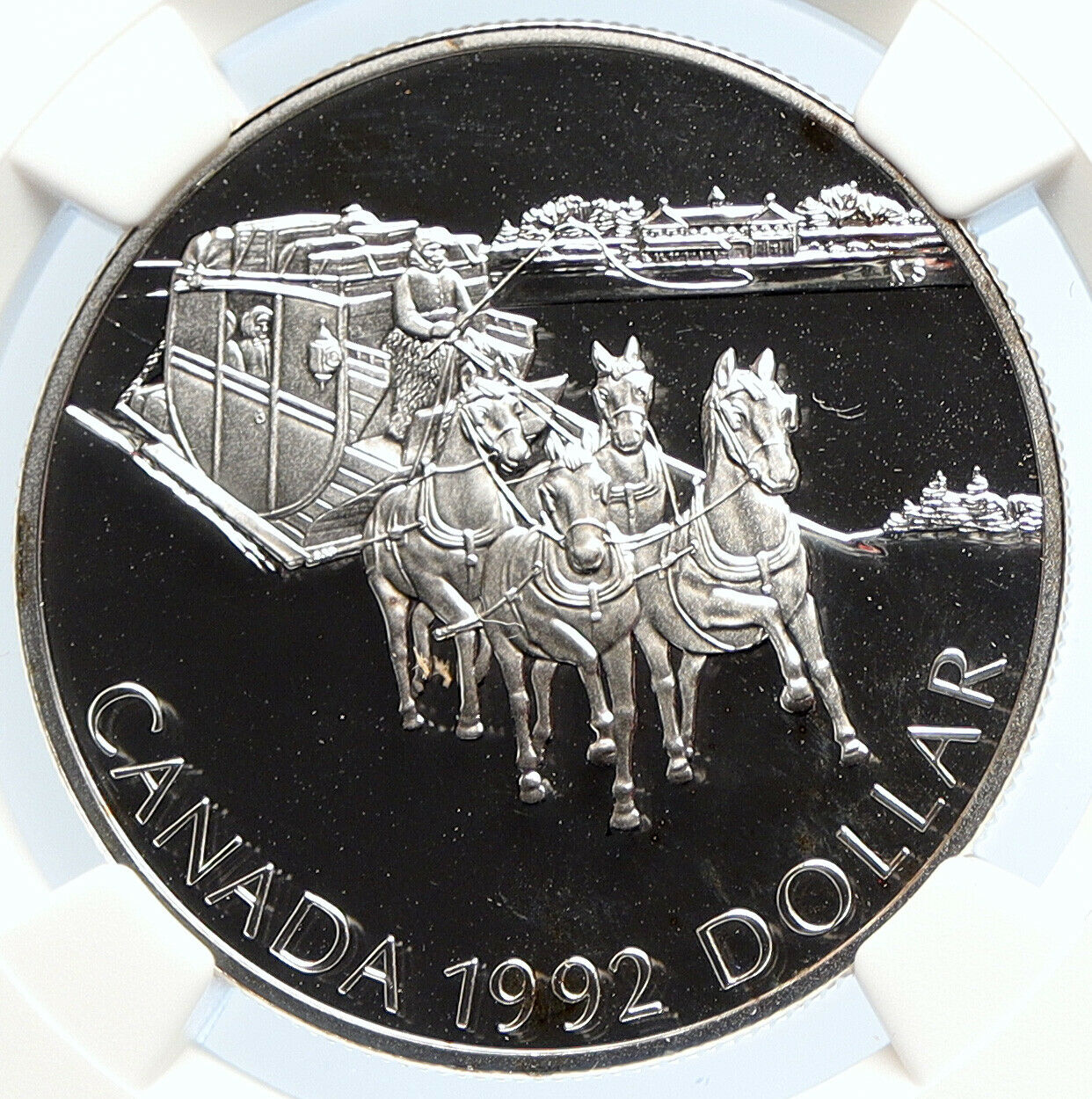 1992 CANADA Elizabeth II Kingston STAGECOACH PRF SILVER Dollar Coin NGC i105826