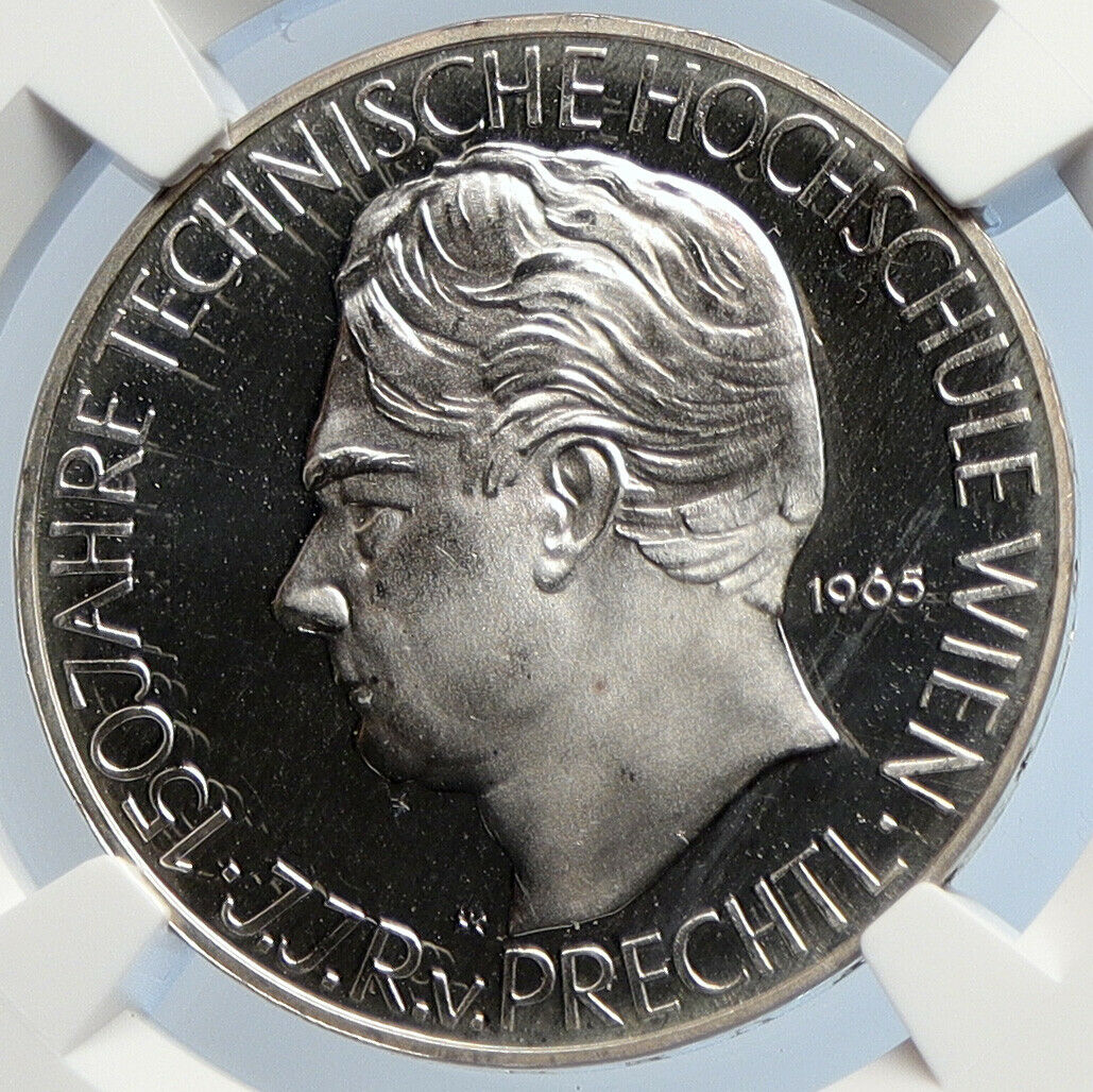 1965 AUSTRIA Vienna Tech School JJ Prechtl Proof Silver 25 Schl Coin NGC i105836