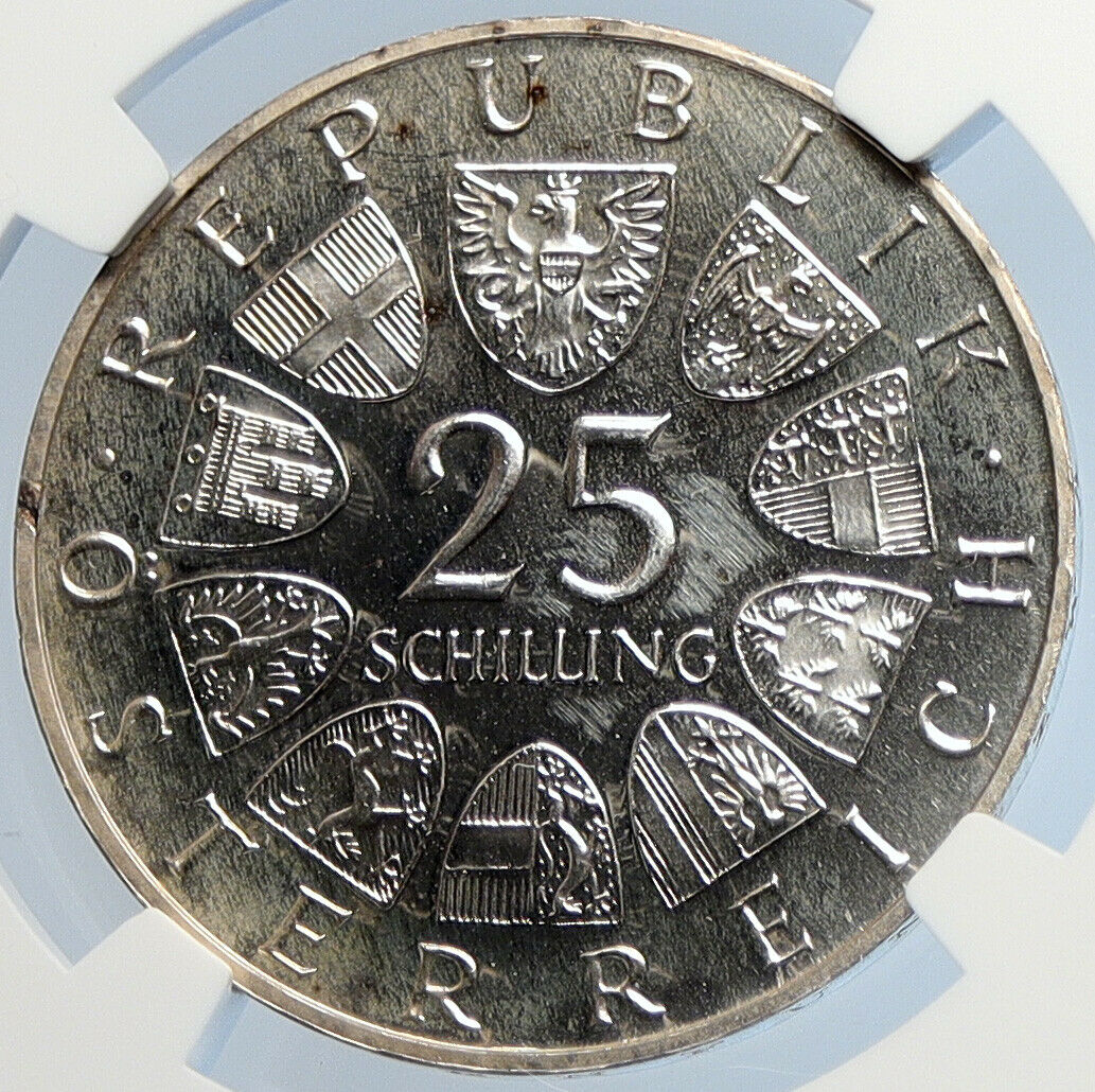 1965 AUSTRIA Vienna Tech School JJ Prechtl Proof Silver 25 Schl Coin NGC i105836