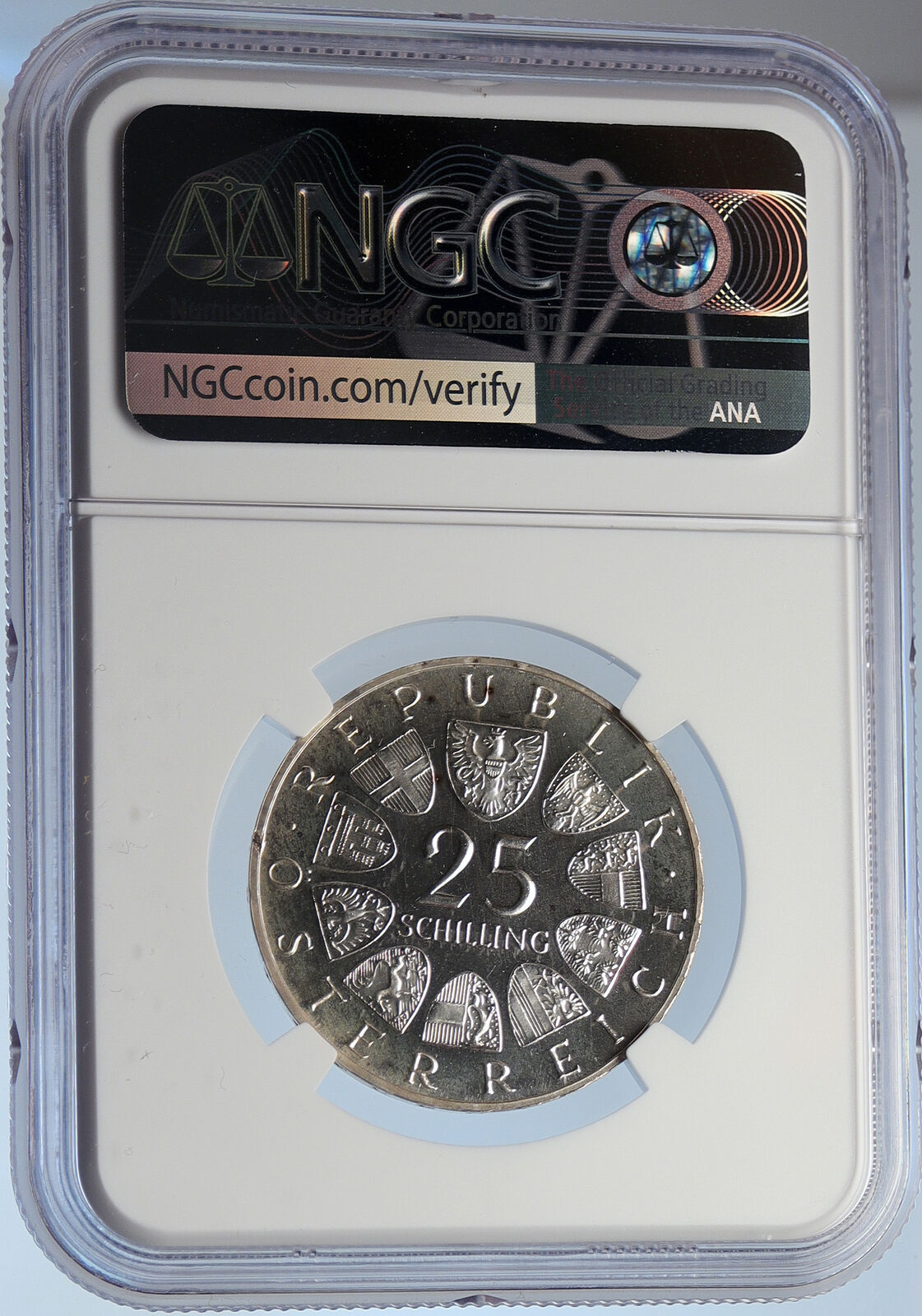 1965 AUSTRIA Vienna Tech School JJ Prechtl Proof Silver 25 Schl Coin NGC i105836