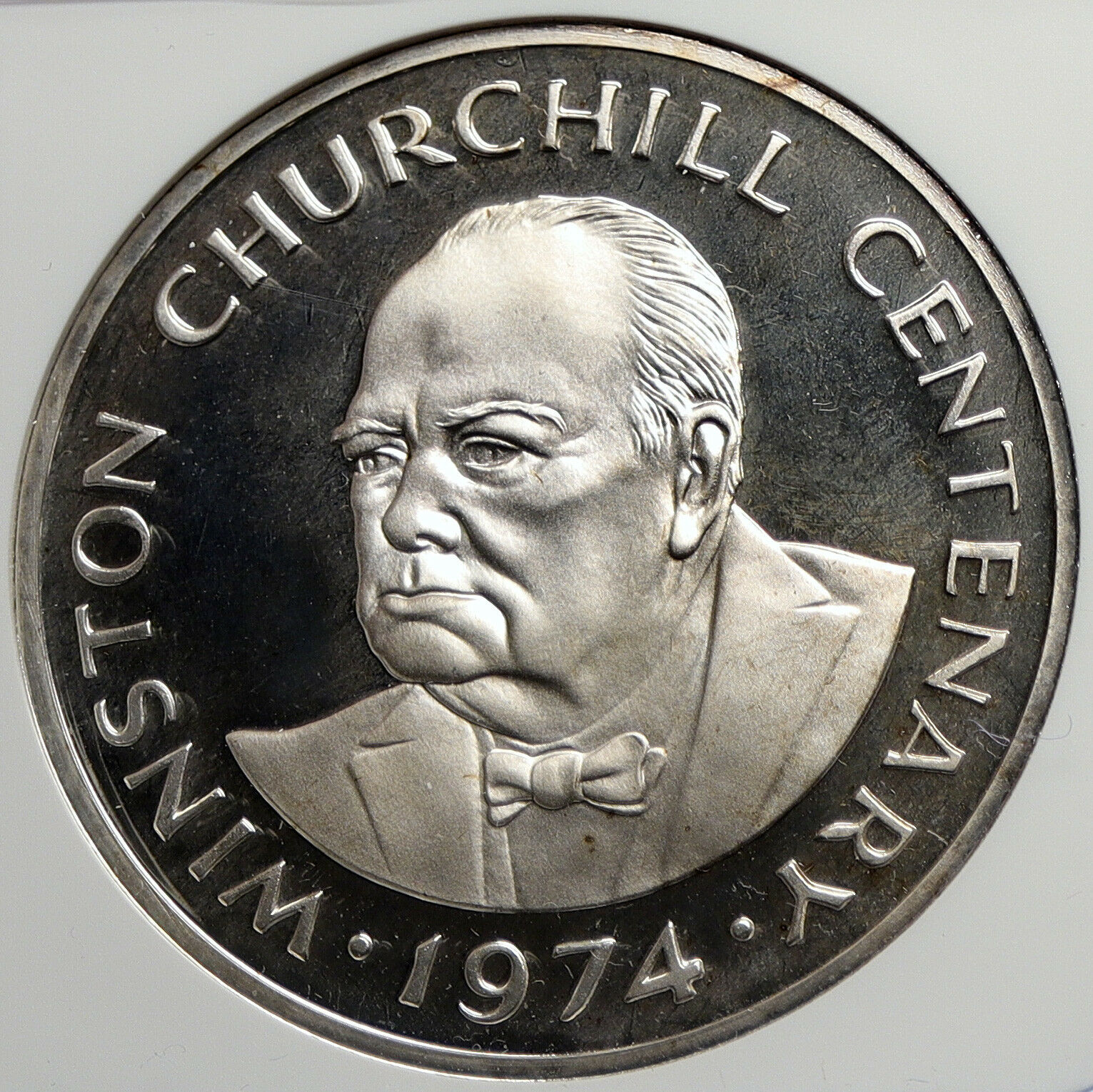 1974 TURKS & CAICOS UK WINSTON CHURCHILL Proof Silver 20 Crown Coin NGC i105837