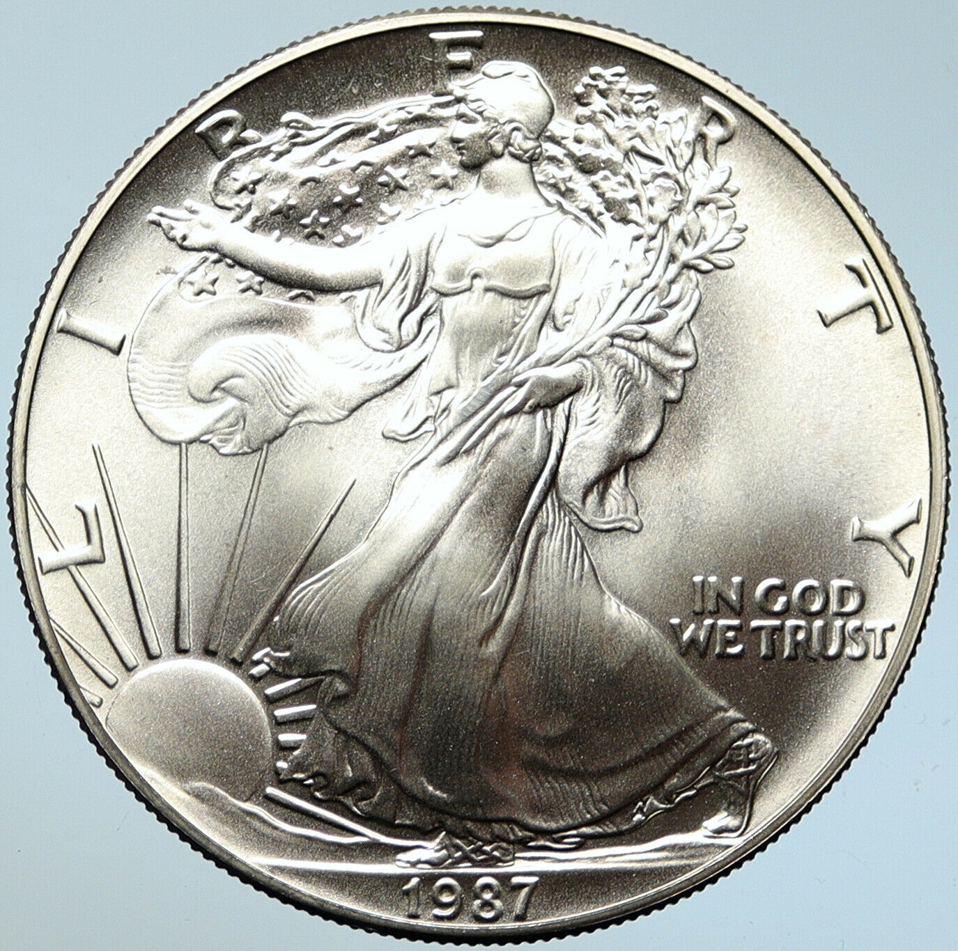 1987 UNITED STATES US Walking Liberty BALD EAGLE Silver Ounce Medal Coin i100746