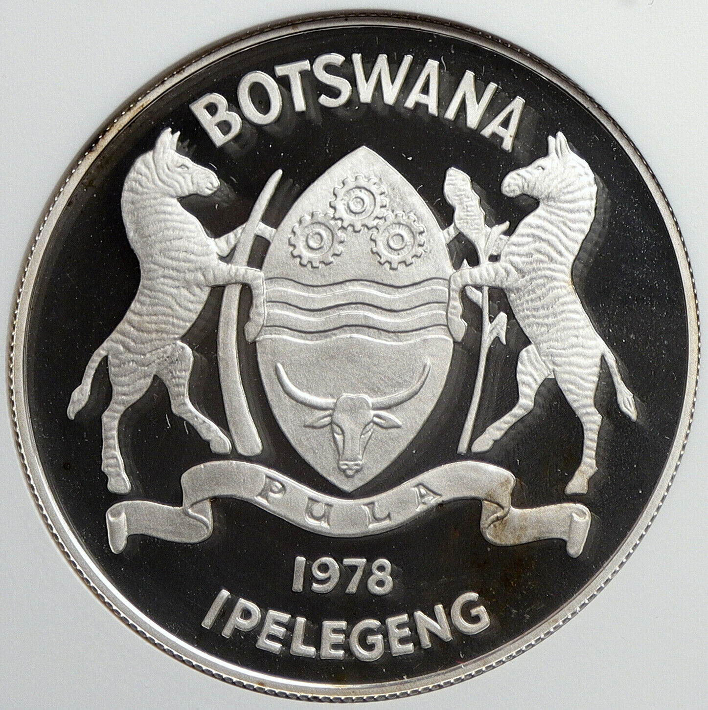 1978 BOTSWANA Klipspringer VINTAGE OLD Proof Silver 10 Pula Coin NGC i105848