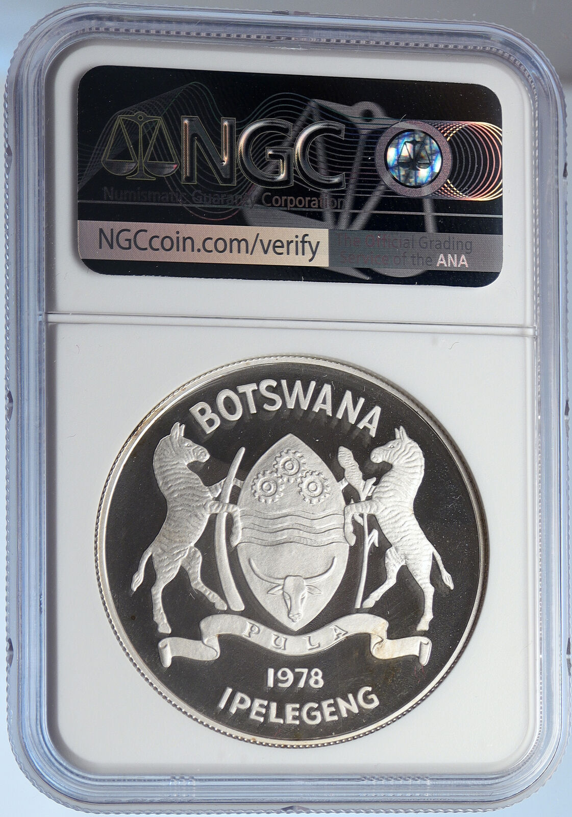 1978 BOTSWANA Klipspringer VINTAGE OLD Proof Silver 10 Pula Coin NGC i105848