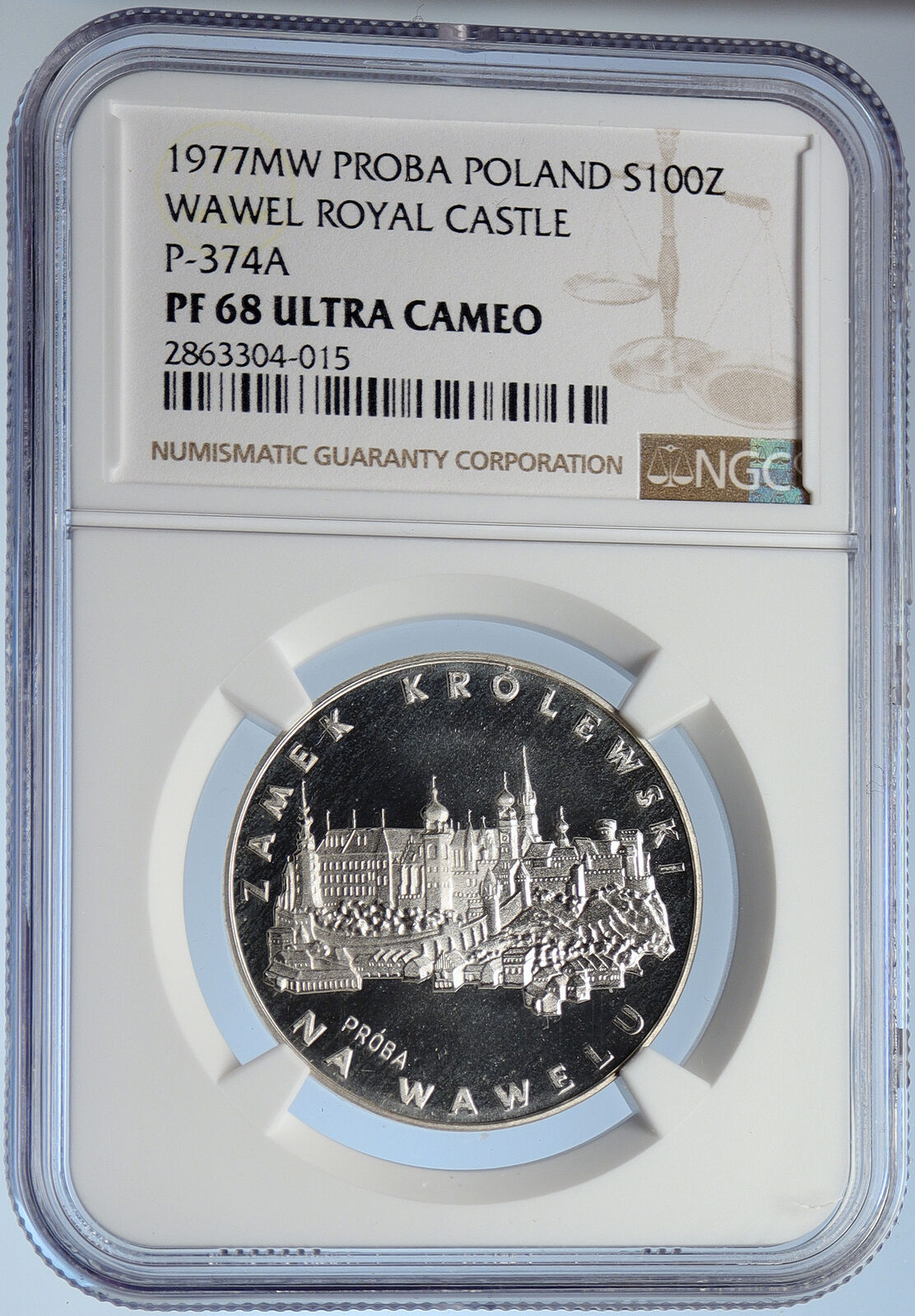 1977 POLAND Wawel Royal Castle VINTAGE Proof Silver 100 Zlotych Coin NGC i105851