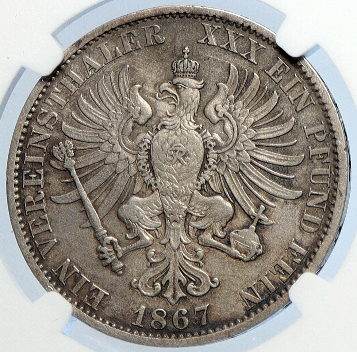 1867 A PRUSSIA KINGDOM German STATE King WILHELM I Silver Taler Coin NGC i105855