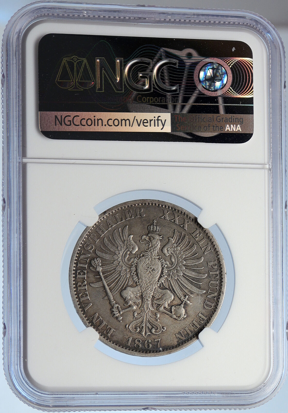 1867 A PRUSSIA KINGDOM German STATE King WILHELM I Silver Taler Coin NGC i105855