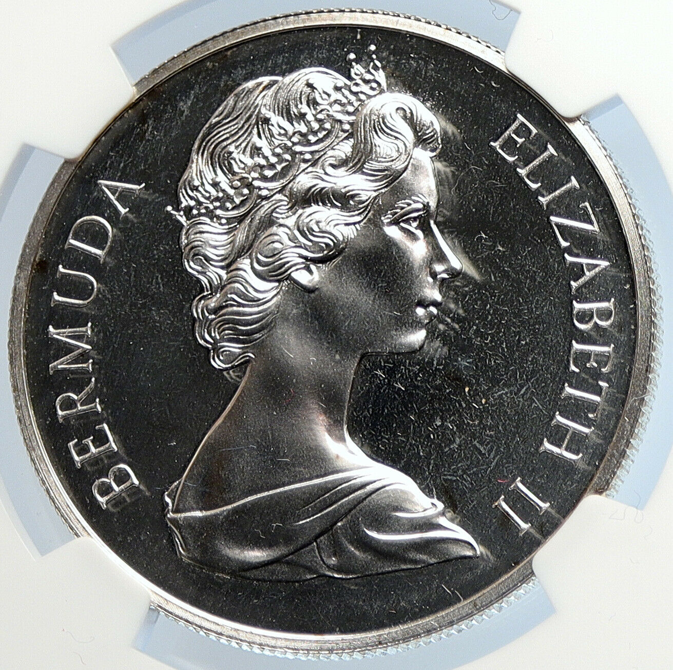 1972 BERMUDA Elizabeth II Philip Wedding Proof Silver 1 Dollar Coin NGC i105846