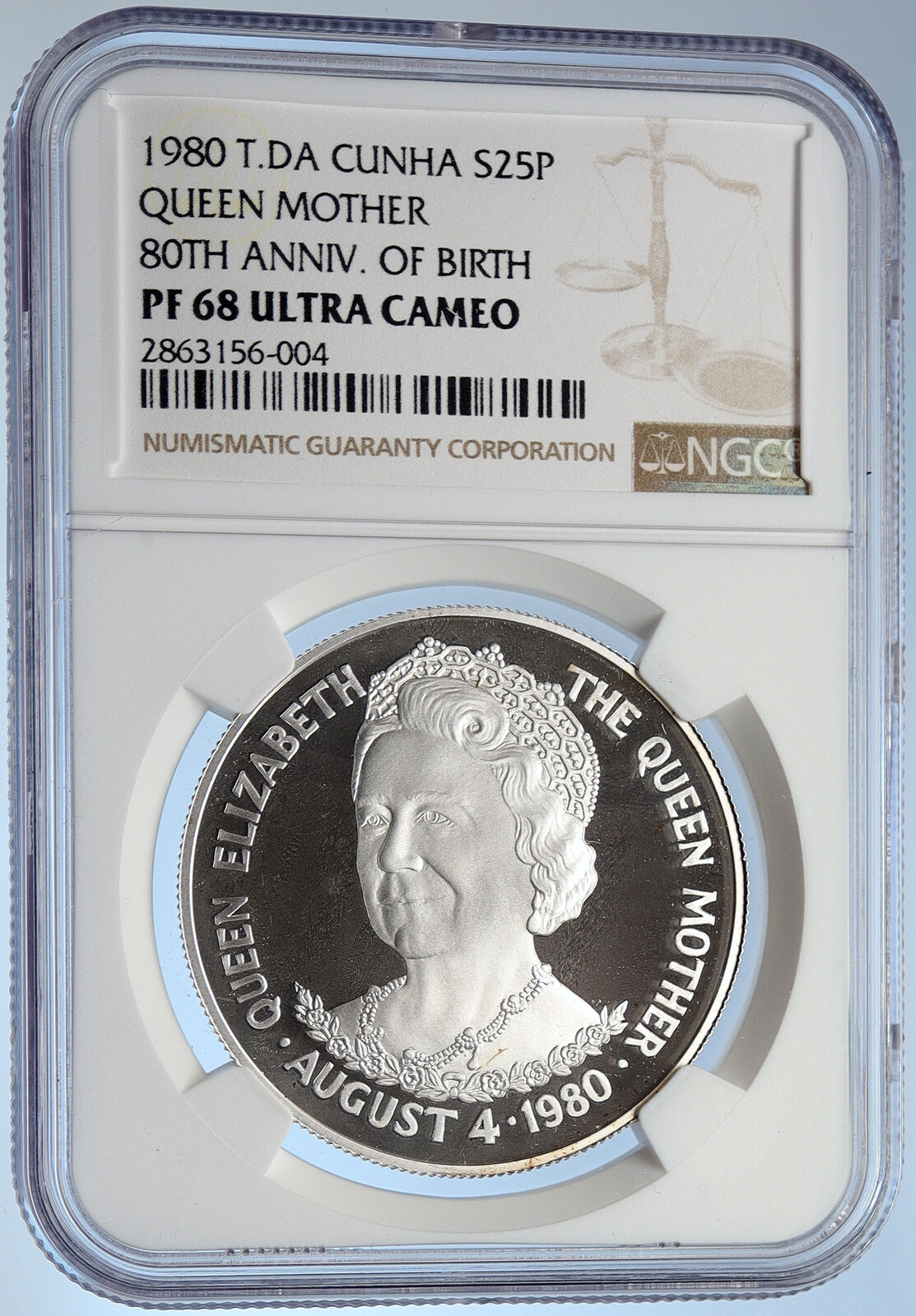 1977 TRISTAN da CUNHA Elizabeth II QUEEN Proof Silver 25 Pence Coin NGC i105870