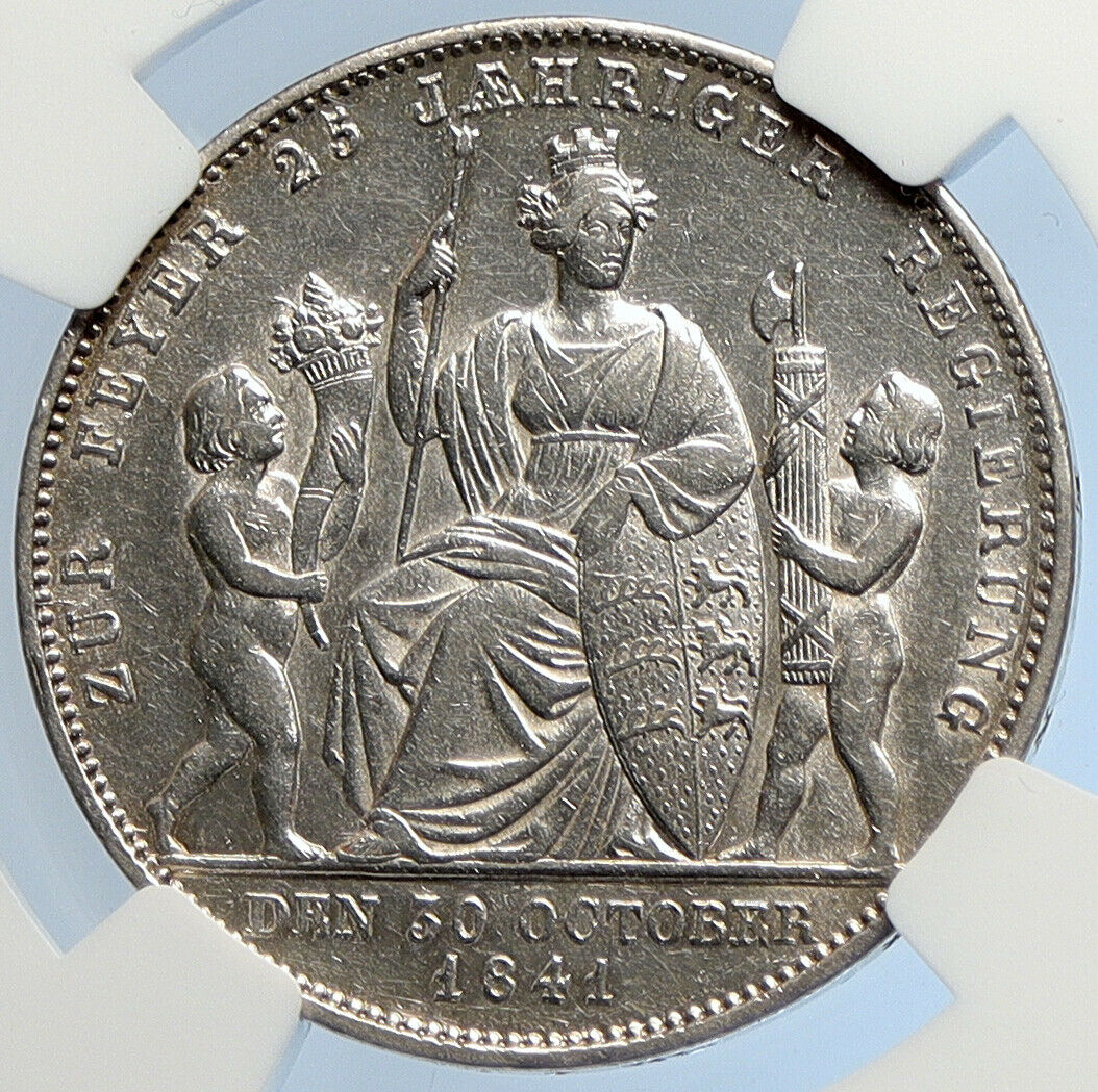 1841 GERMANY German States Wurttemberg WILHELM I Silver Gulden Coin NGC i105861