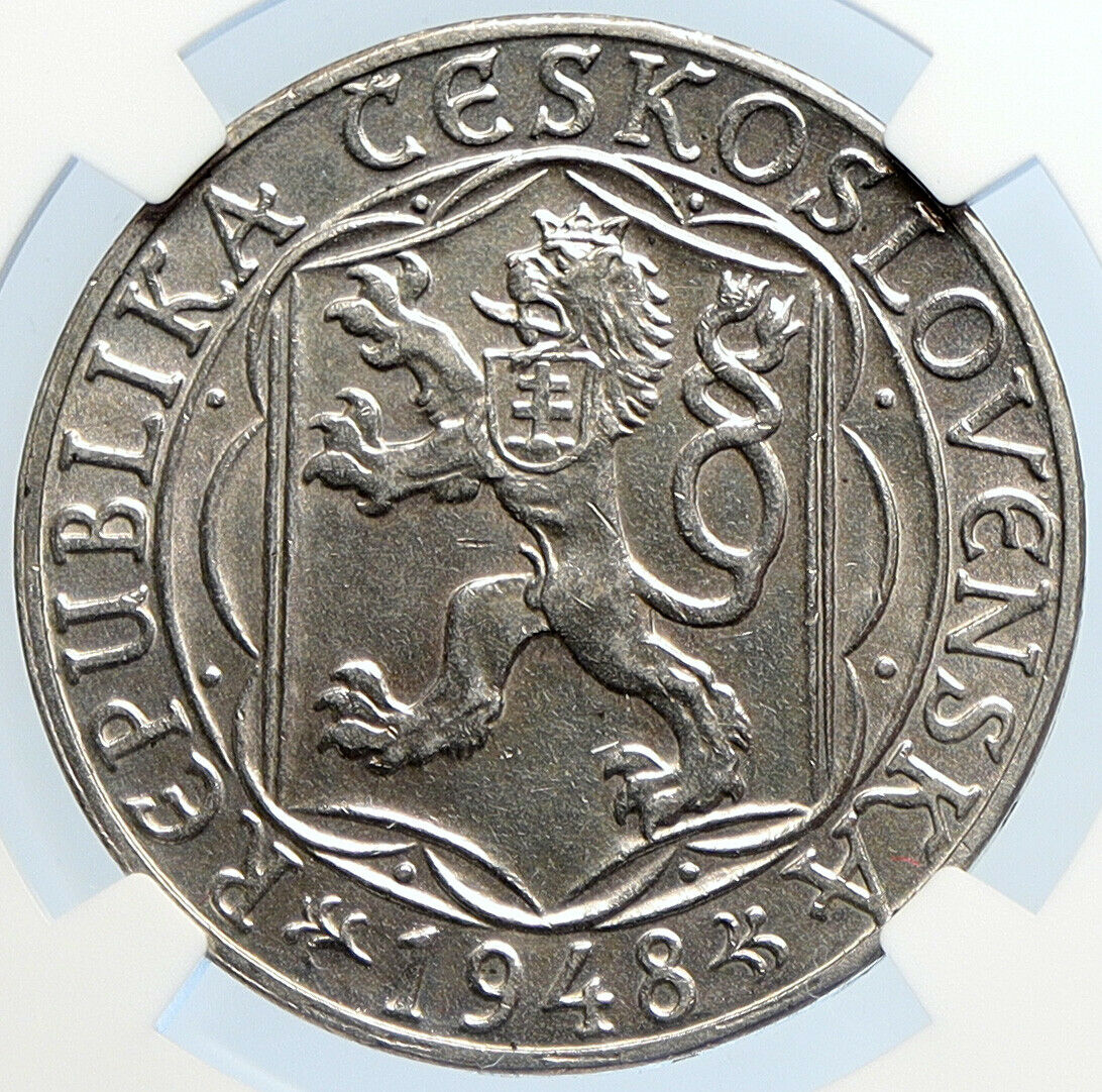 1948 Czechoslovakia - Charles University OLD Silver 100 Korun Coin NGC i105887