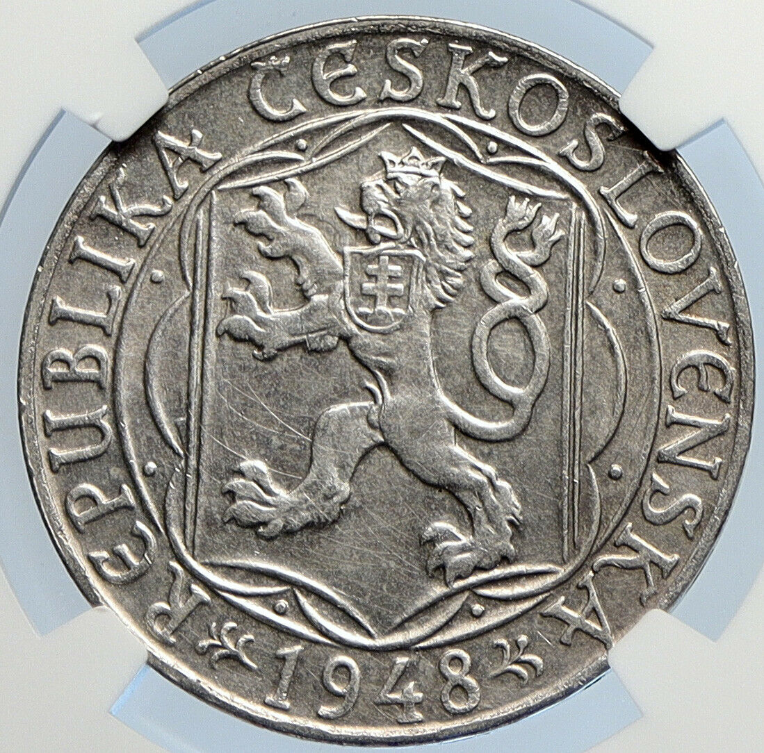 1948 Czechoslovakia - Charles University OLD Silver 100 Korun Coin NGC i105884