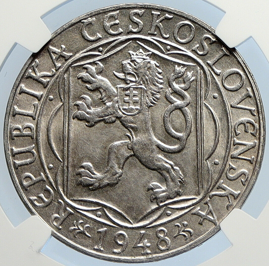 1948 Czechoslovakia - Charles University OLD Silver 100 Korun Coin NGC i105885